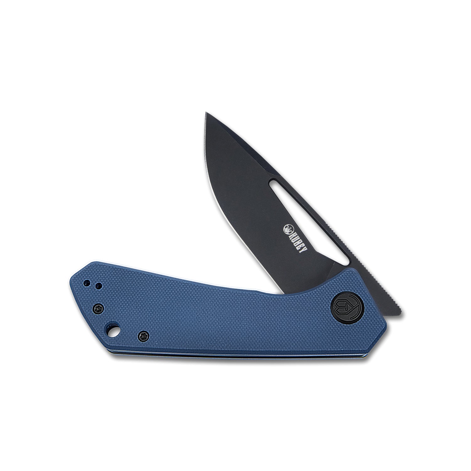 Kubey Thalia Klappmesser Front Flipper EDC Pocket Folding Knife Denim Blue G10 Handle 3.27" Dark Stonewahsed D2 KU331C