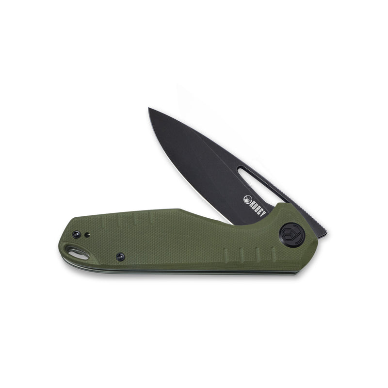 Doris Liner Lock Front Flipper Folding Knife Green G10 Handle 3.27" Darkwashed D2 KU324C