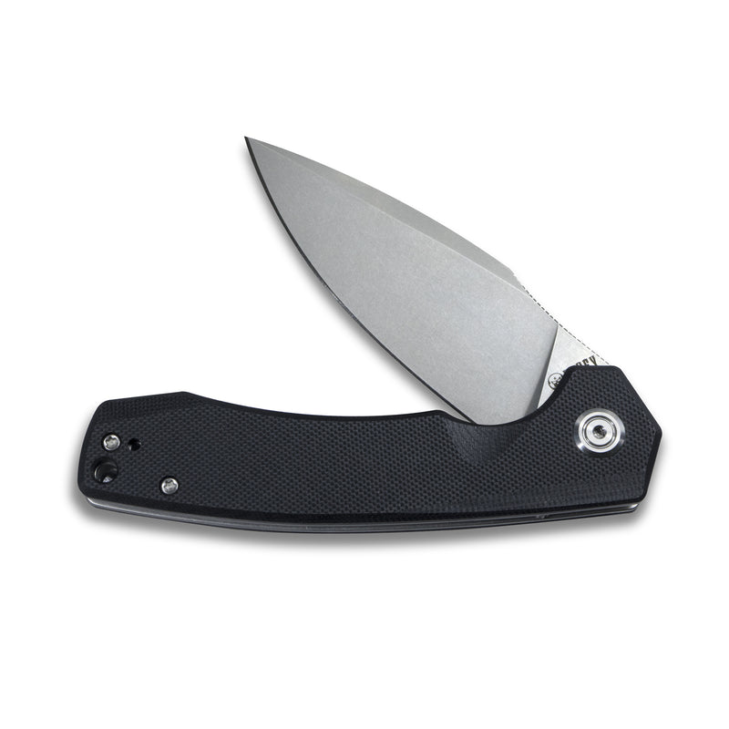 Calyce Liner Lock Flipper Folding Knife Black G10 Handle 3.27" Bead Blasted D2 KU901E