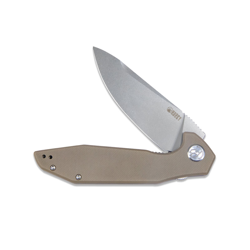 Nova Liner Lock Flipper Folding Pocket Knife Tan G10 Handle Beadblasted D2 KU117I