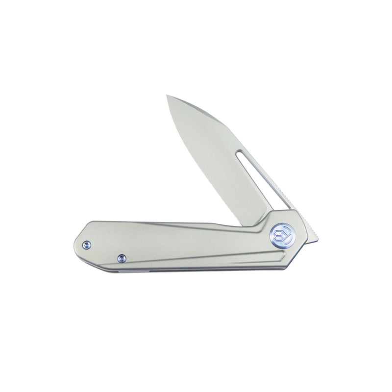 Royal Frame Lock EDC Pocket Knife Front Flipper Gray 6AL4V Titanium Handle 2.99" Sandblast Bohler M390 KB321I