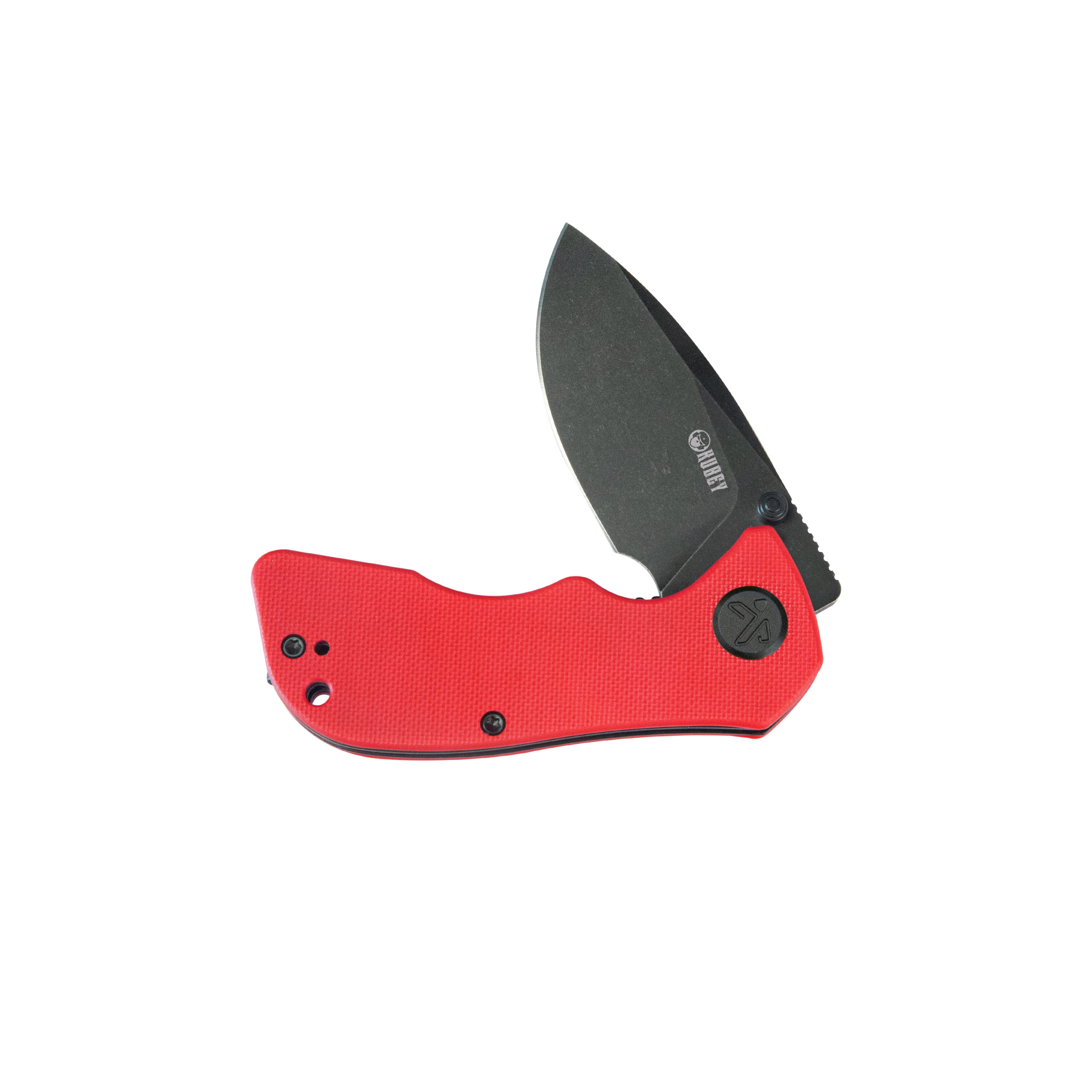 KUBEY Karaji Liner Lock Dual Thumb Studs Open Folding Pocket Knife Red G10 Handle 2.56" Blackwash 14C28N KU180O