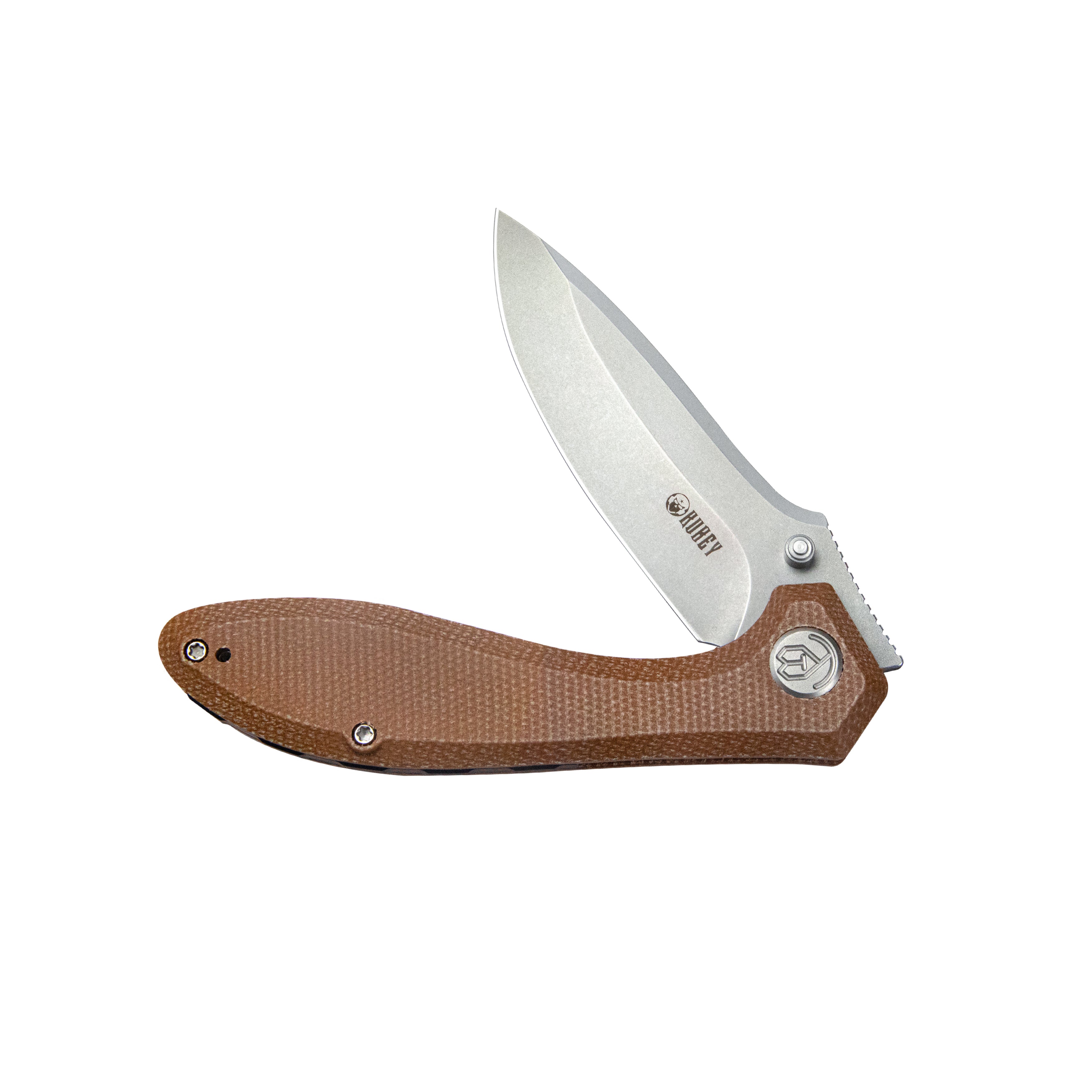 Ruckus Liner Lock Folding Knife Tan Micarta Handle 3.31" Bead Blasted AUS-10 KU314M