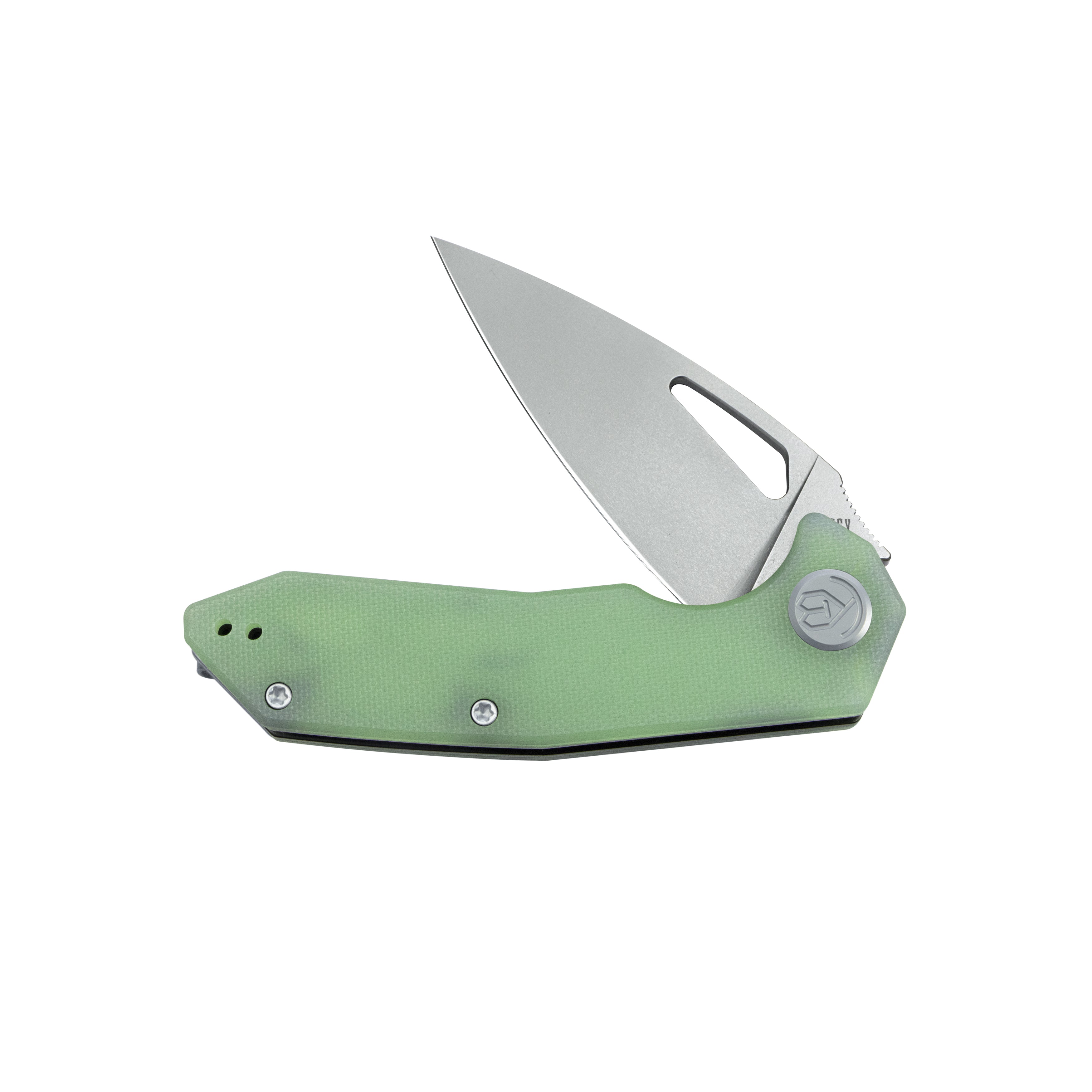 Coeus Liner Lock Thumb Open Folding Knife Jade G10 Handle EDC knives 3.11" Stonewash 14C28N KU122V