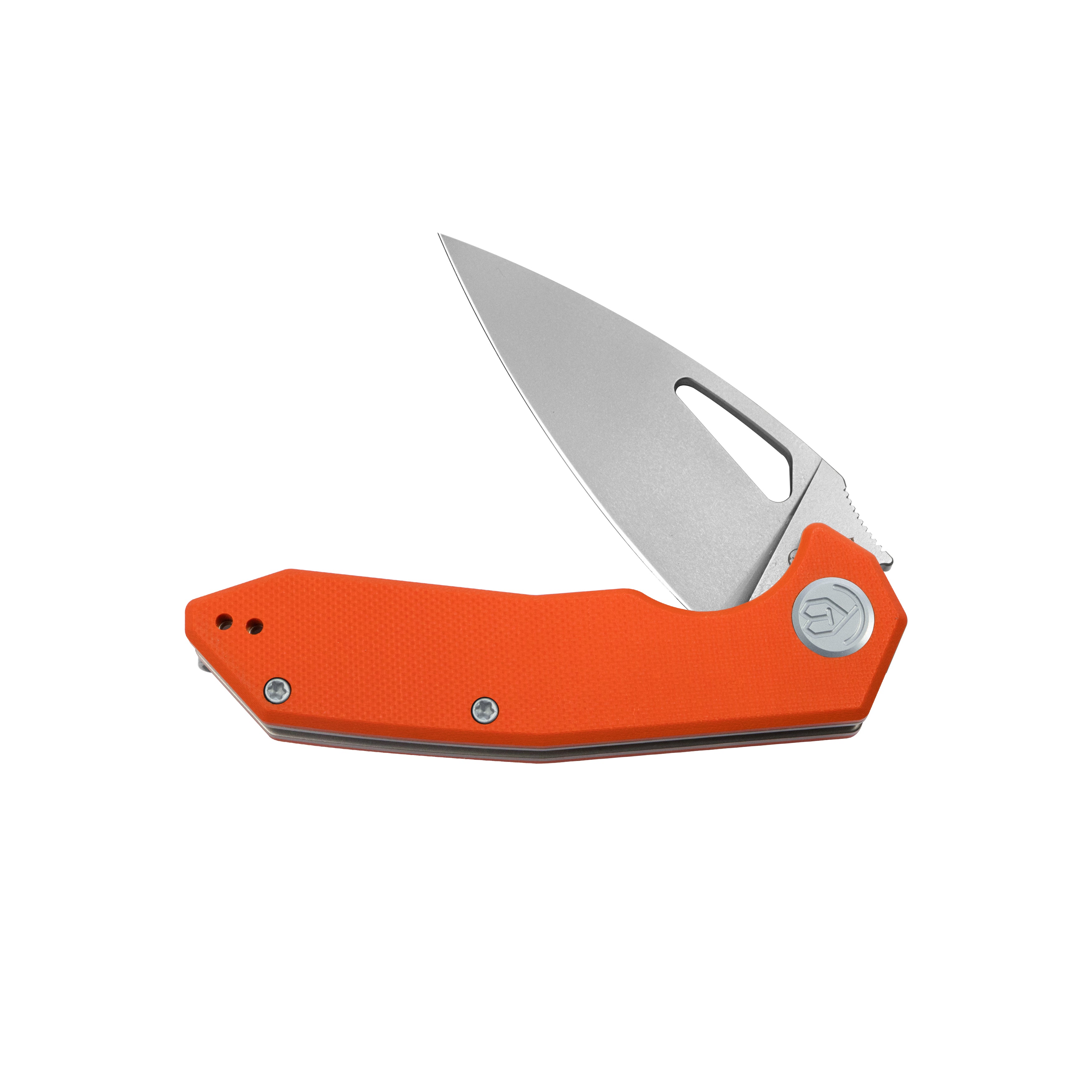 Coeus Liner Lock Thumb Open Folding Knife Orange G10 Handle EDC knives 3.11" Stonewash 14C28N KU122W