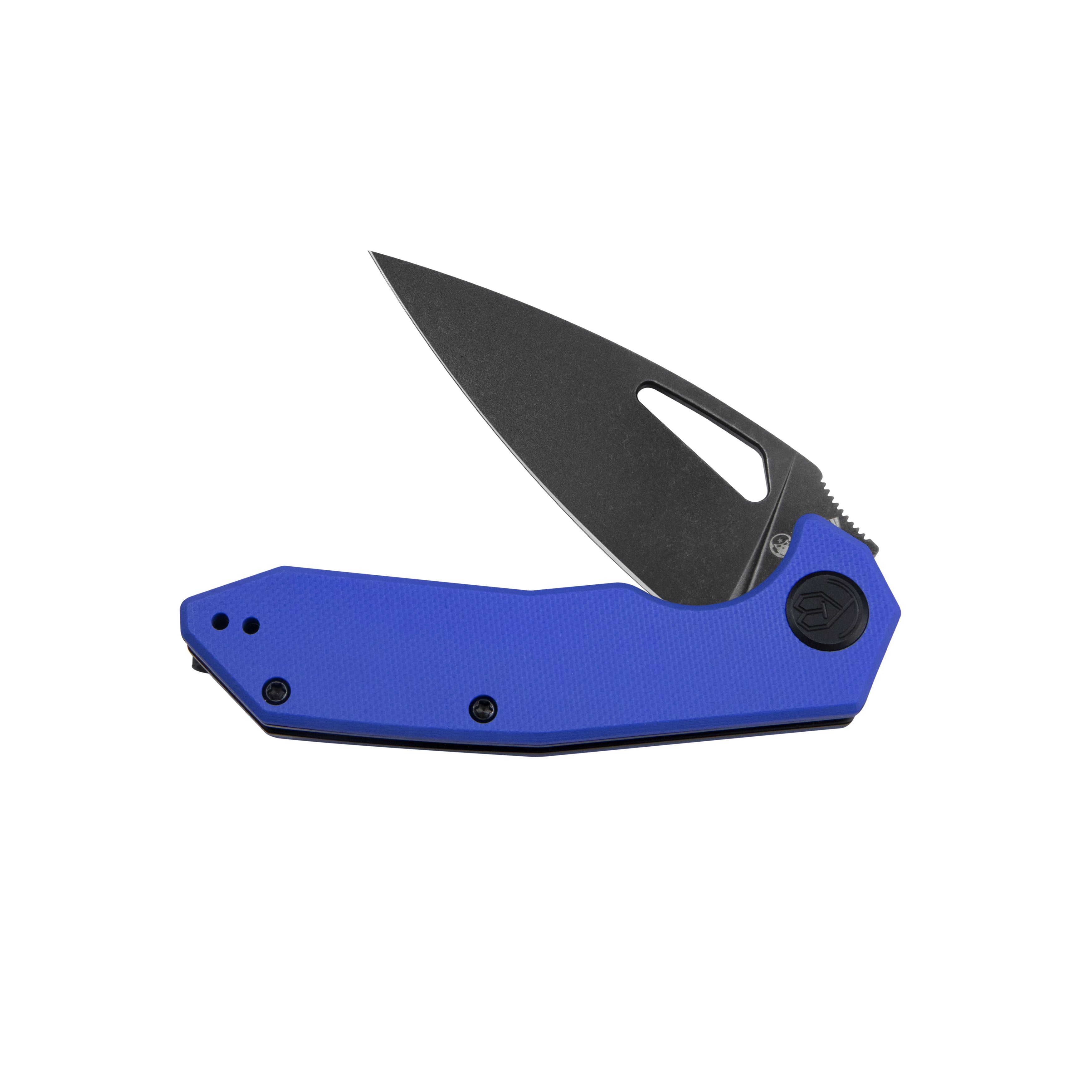 Coeus Liner Lock Thumb Open Folding Knife Blue G10 Handle EDC knives 3.11" Blackwash 14C28N KU122Y