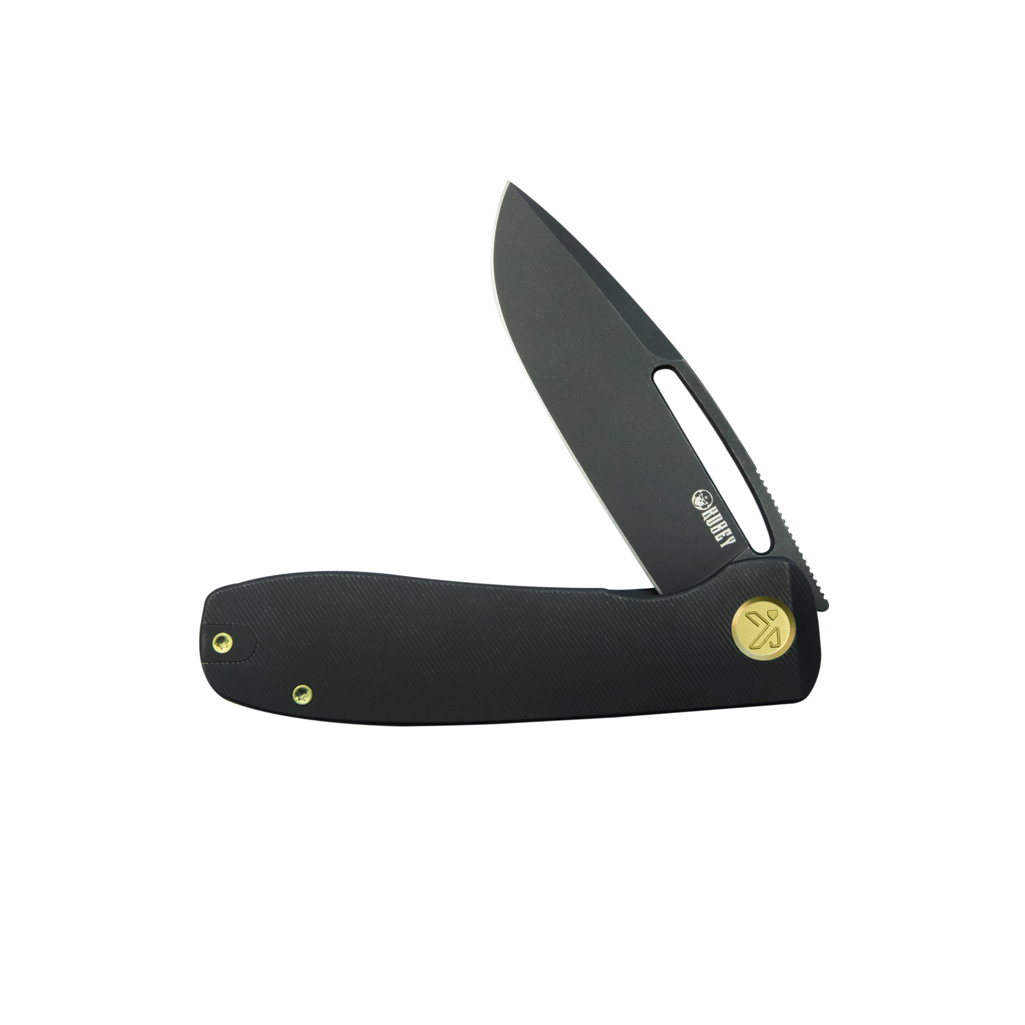 Kubey Supercell Pocket Knife Blackwash Titanium Handle 3.46" Blackwash 14C28N Blade KU353D