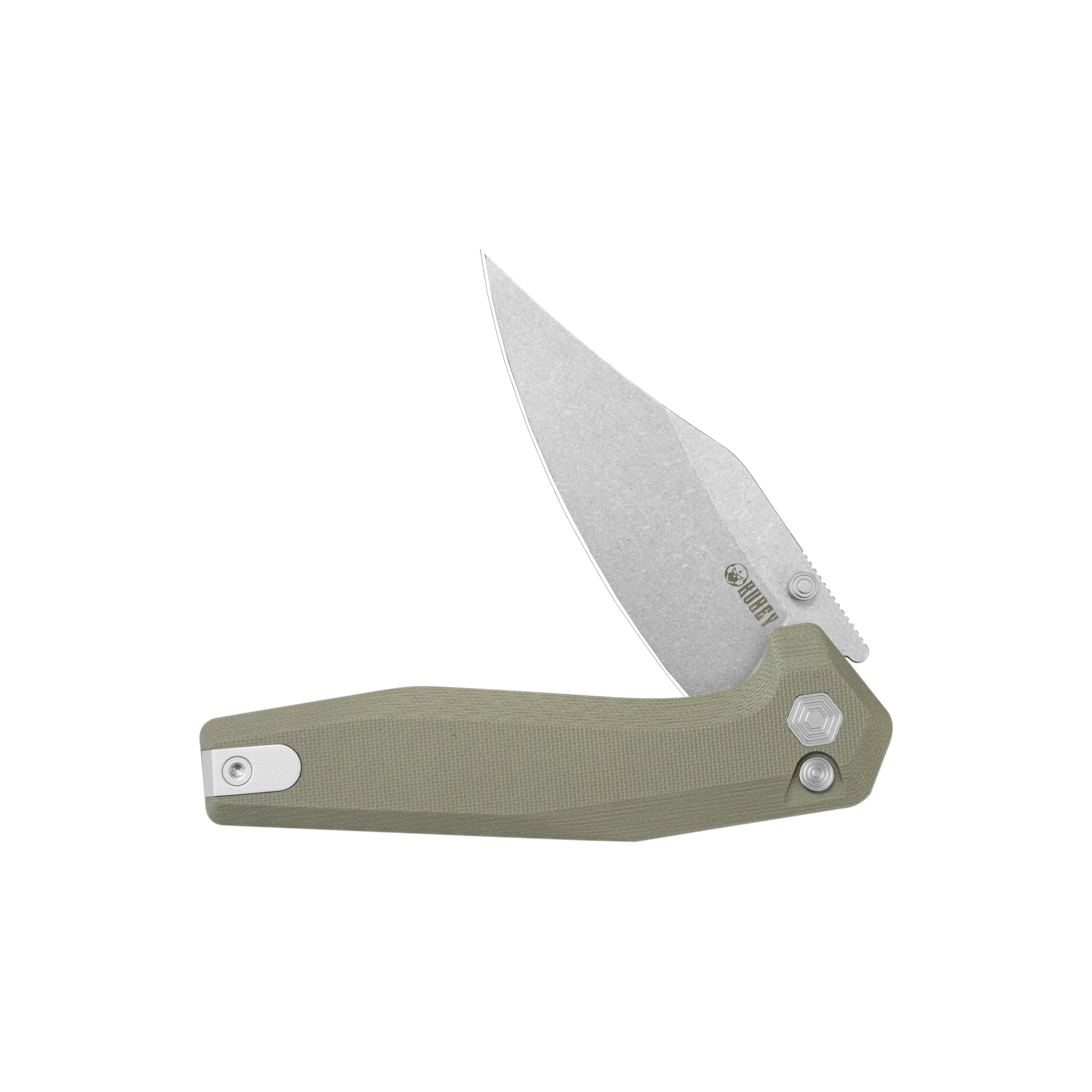 Kubey Hades Folding Knife Tan G-10 Handle 3.43'' Stonewashed 14C28N Blade KU394C