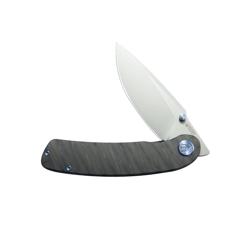 Momentum Frame Lock Front Flipper Pocket Folding Knife Flame Titanium Handle 3.43" Beadblast M390 KB386C