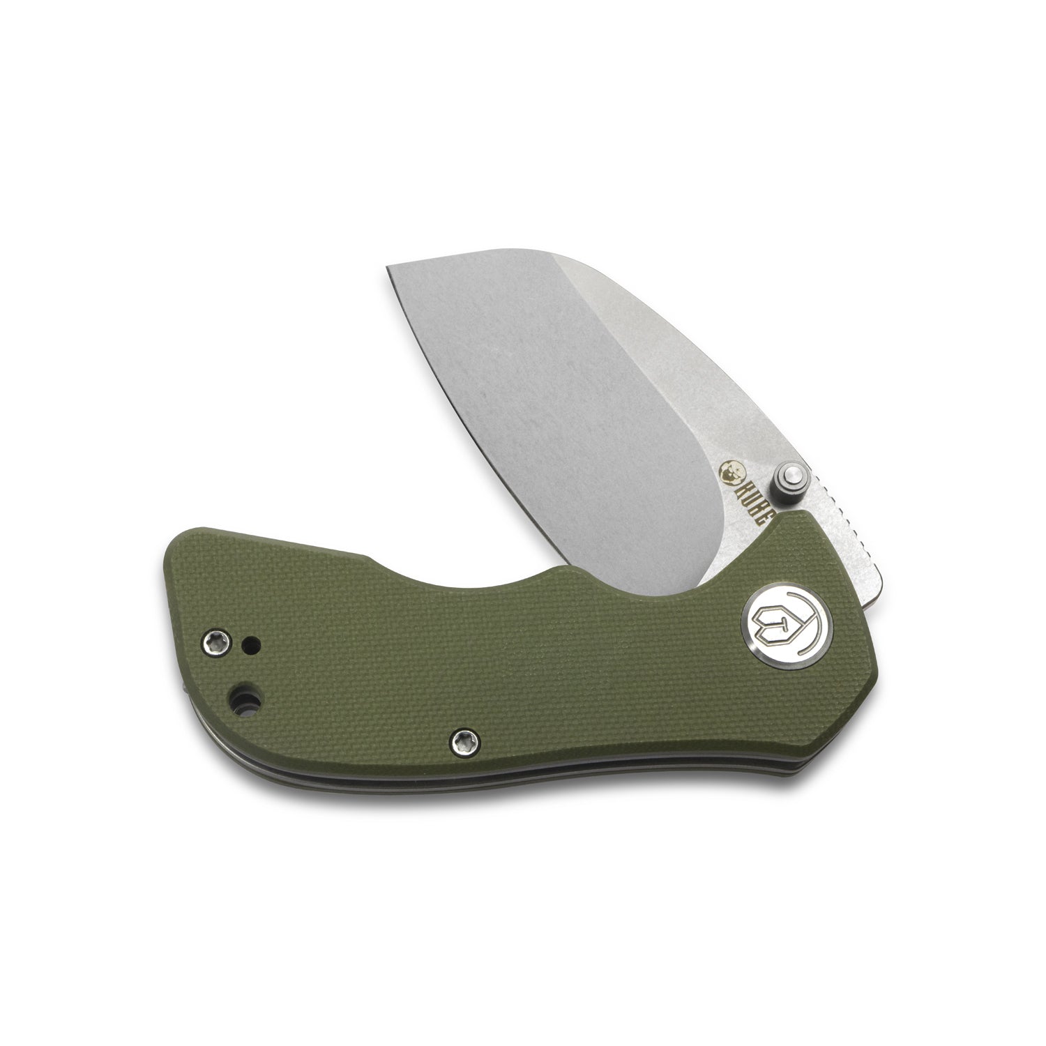 Karaji Liner Lock Dual Thumb Studs Open Folding Pocket Knife Green G10 Handle 2.56" Bead Blasted D2 KU180D