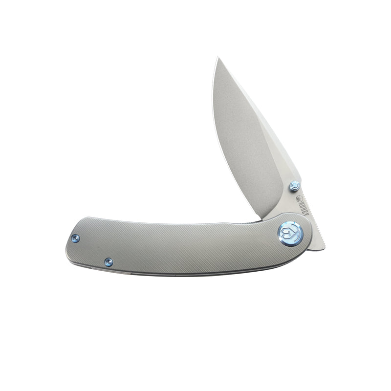 Momentum Frame Lock Front Flipper Pocket Folding Knife Grey Titanium Handle 3.43" Beadblast M390 KB386A