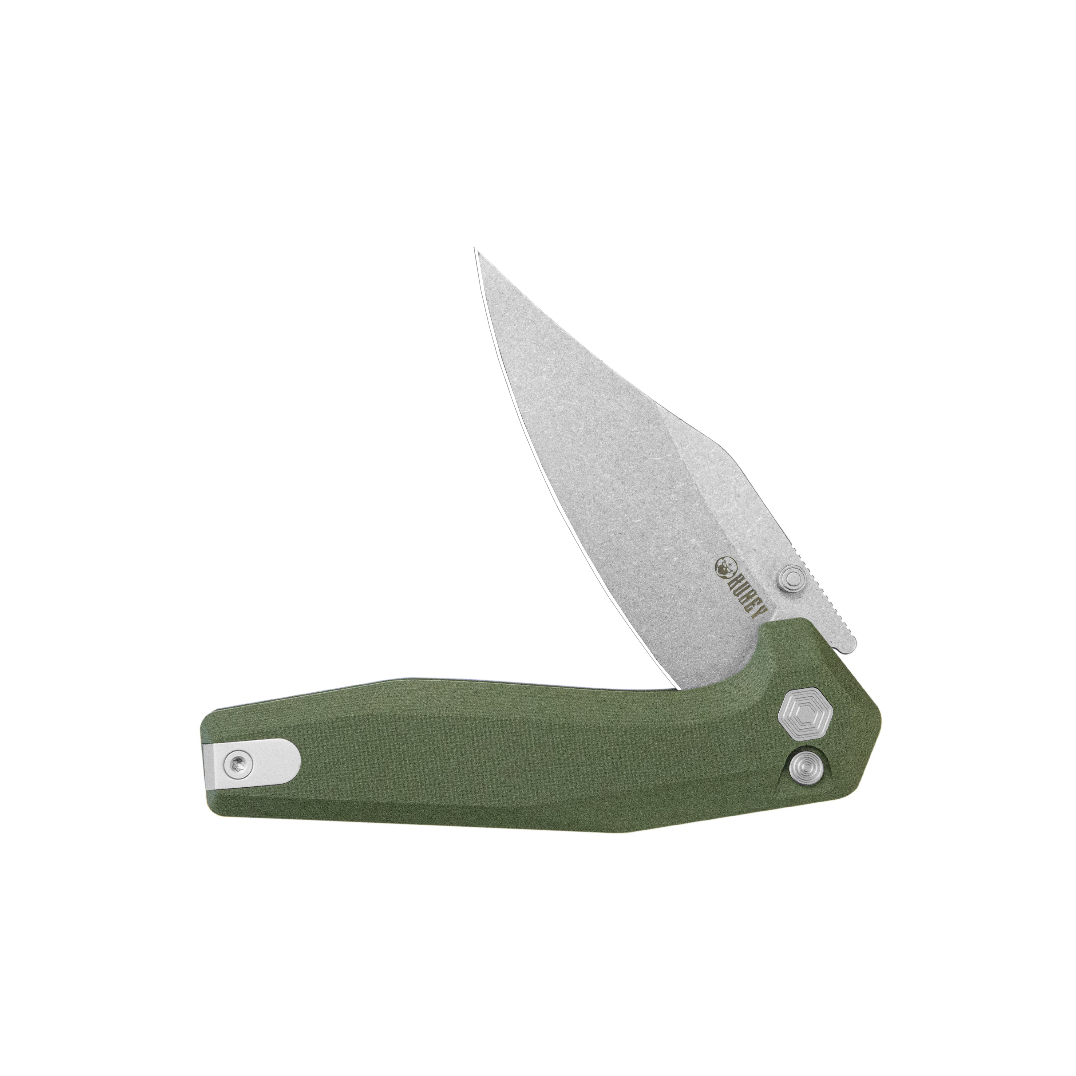 Kubey Hades Folding Knife Green G-10 Handle 3.43'' Stonewashed 14C28N Blade KU394B