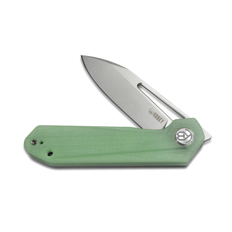 Royal Nest Liner Lock EDC Pocket Knife Front Flipper Jade G10 Handle 2.99" Bead Blasted D2 KU321B