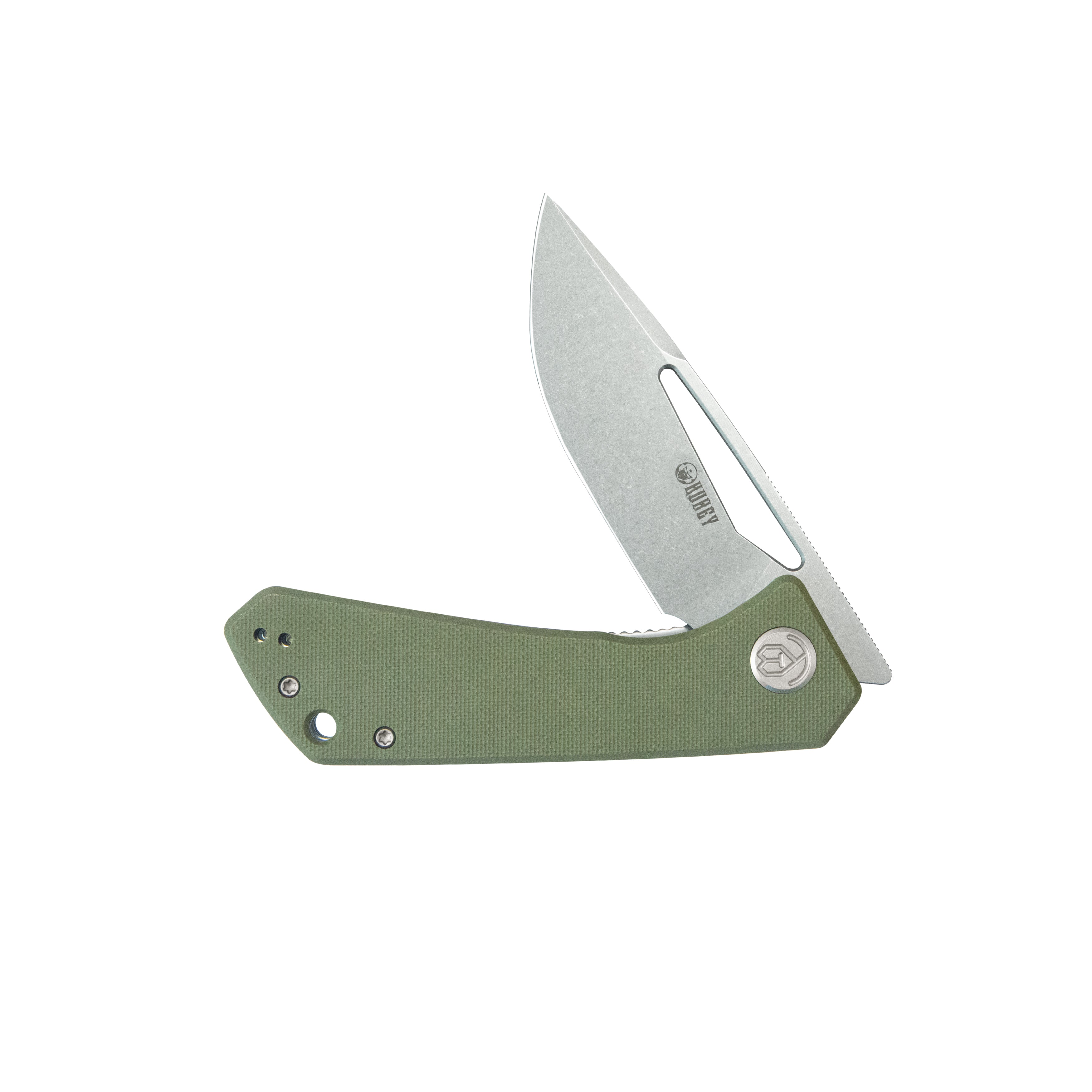 Kubey Thalia Front Flipper EDC Pocket Folding Knife Green G10 Handle 3.27" Stonewash 14C28N KU331M