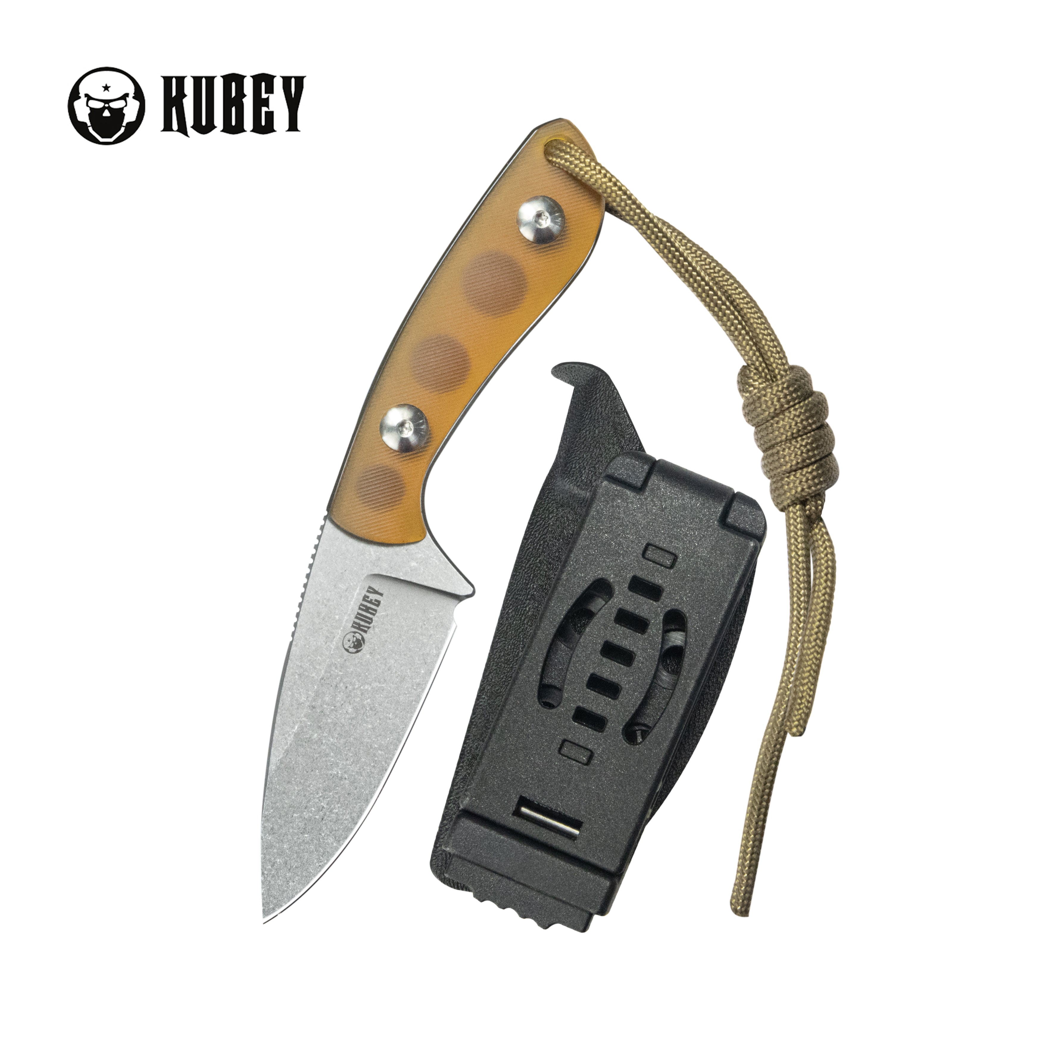 Kubey Bloom Fixed Blade Knife  Ultem w/ Diagonal Milling Handle 2.60" Beadblast 14C28N Blade KU411C