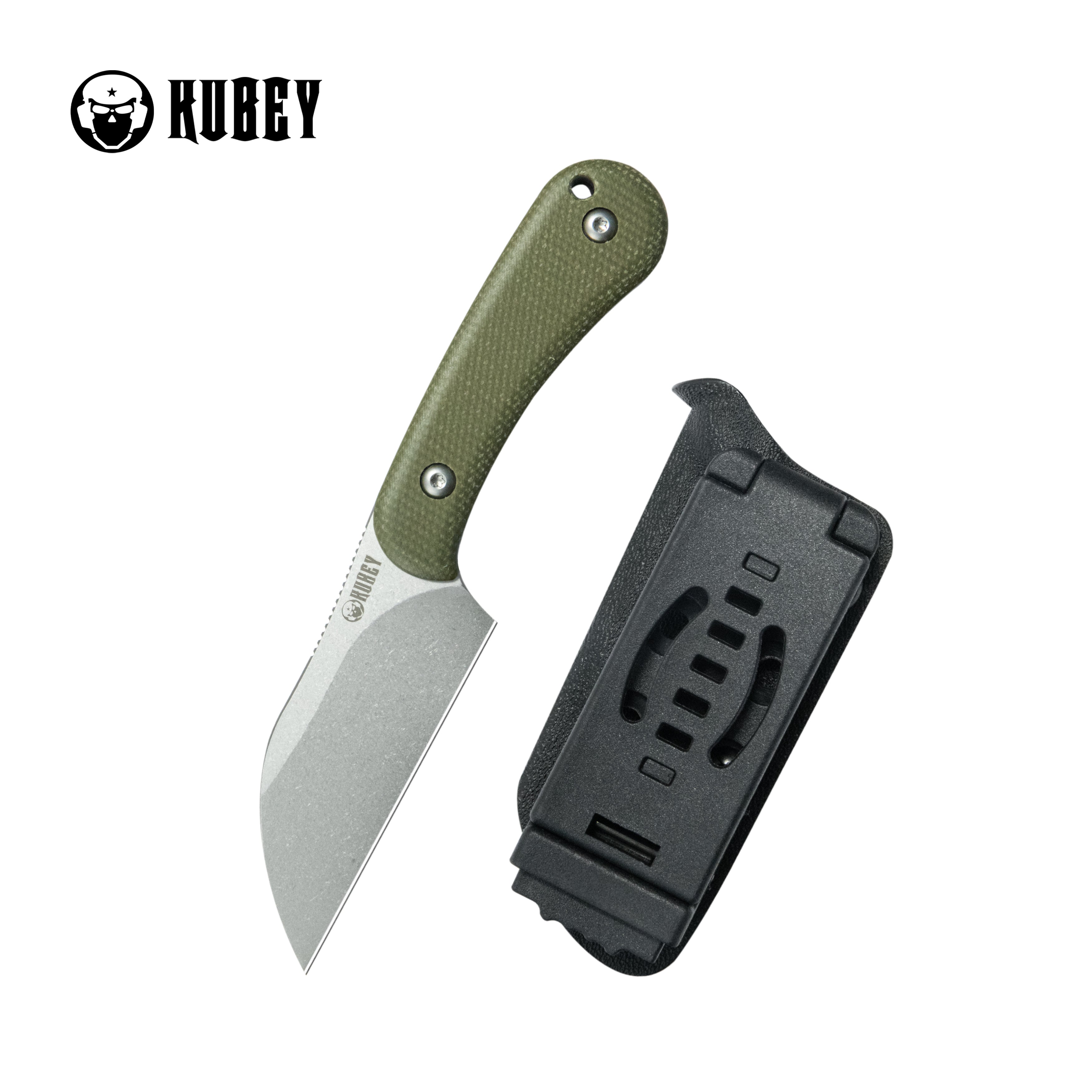 Kubey Rockhopper Fixed Blade Knife Green Micarta Handle 2.60" Beadblast 14C28N KU412E