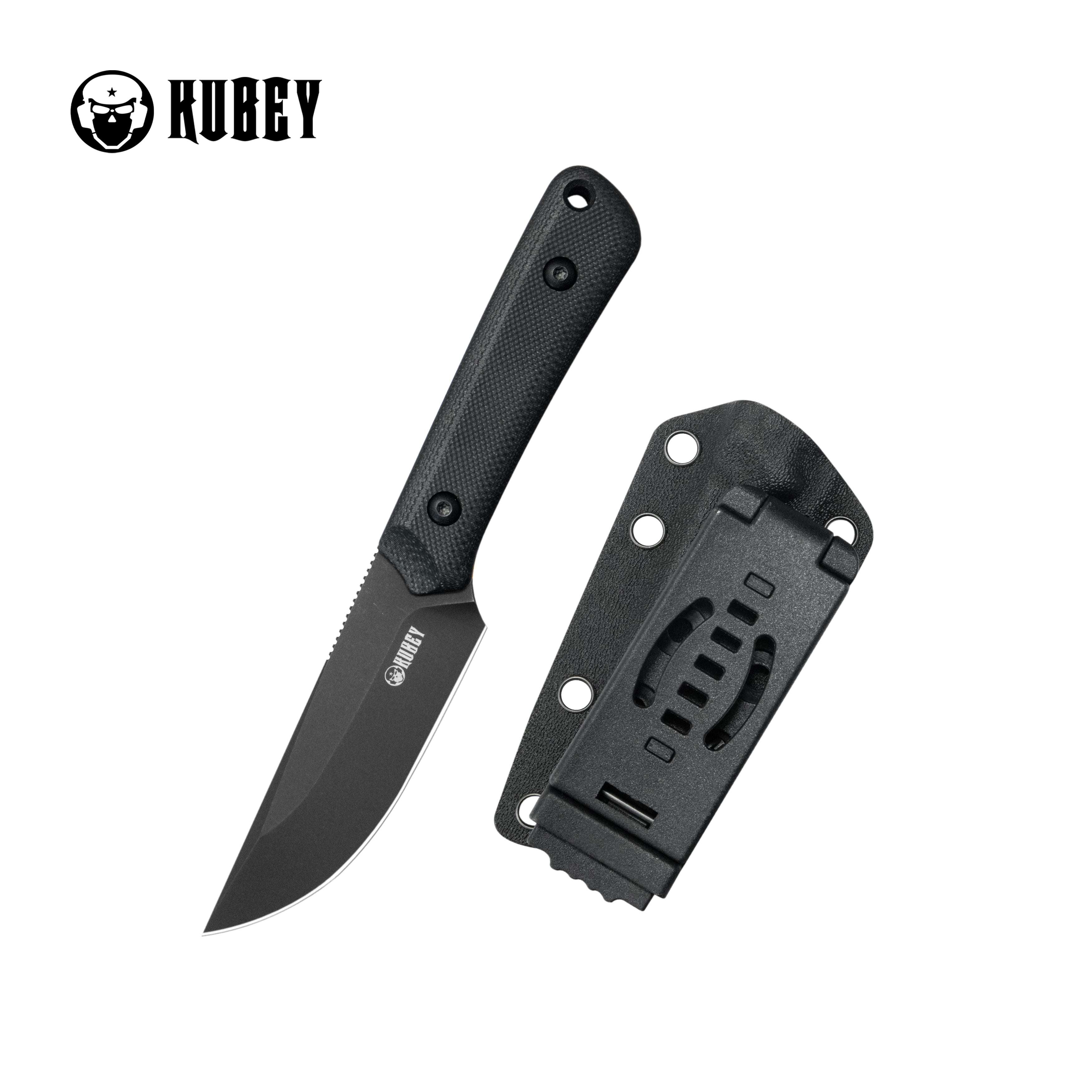 Kubey Thorn Fixed Blade Knife Black G10 Handle 2.8" Blackwash 14C28N Blade KU413B