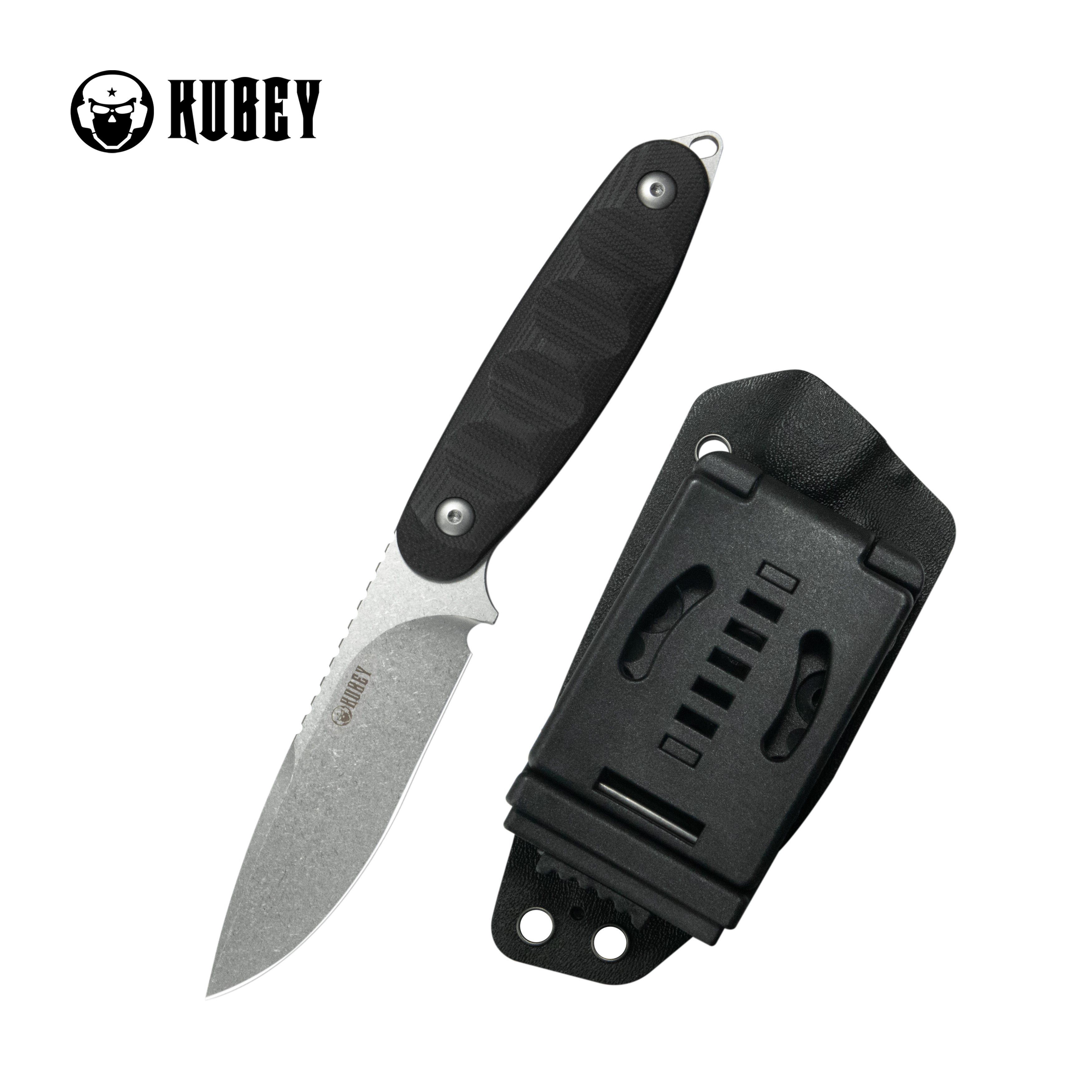 Kubey Civet Fixed Blade Knife Black G-10 Handle 3.74" Beadblast 14C28N Blade KU425A