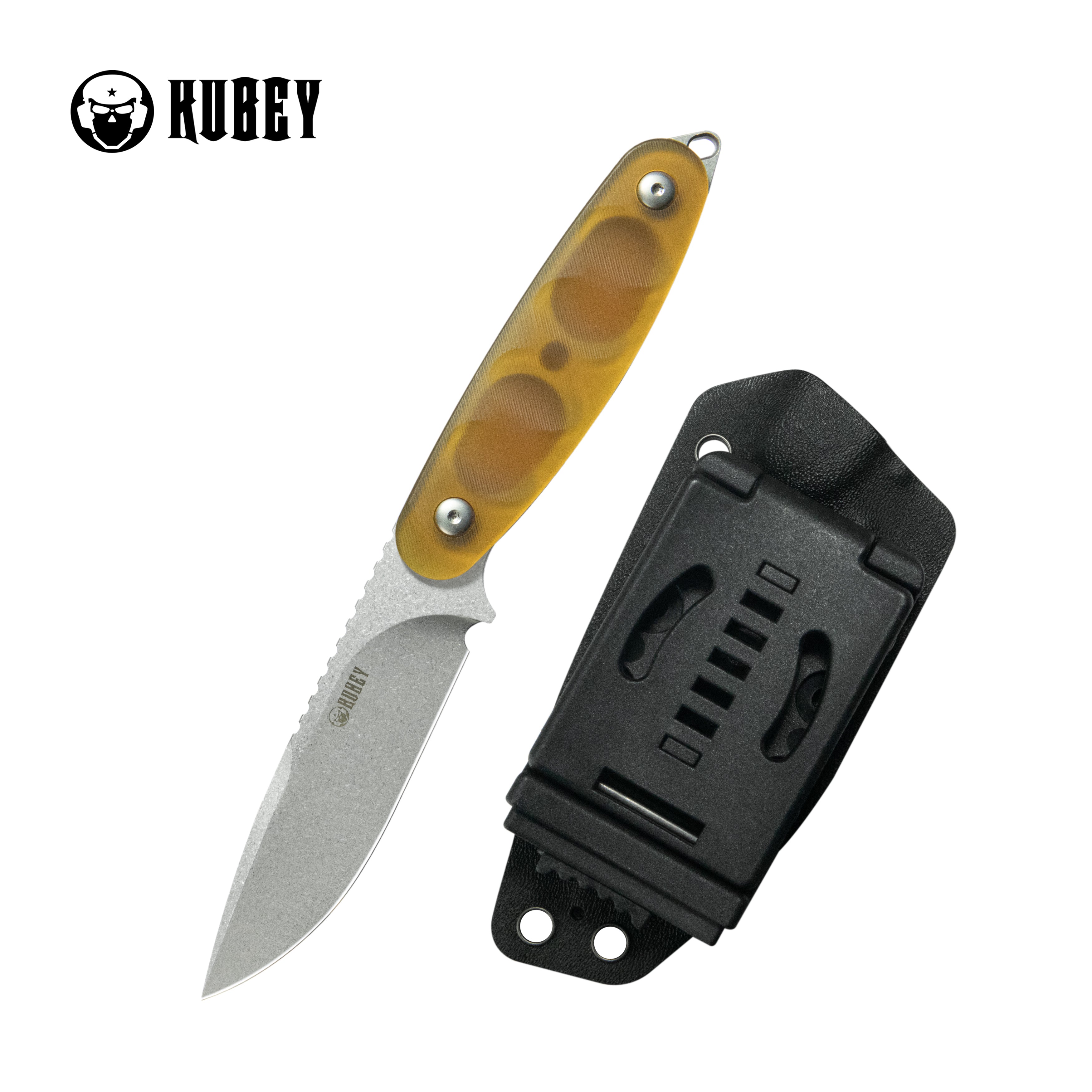 Kubey Civet Fixed Blade Knife Ultem Handle 3.74" Beadblast 14C28N Blade KU425B