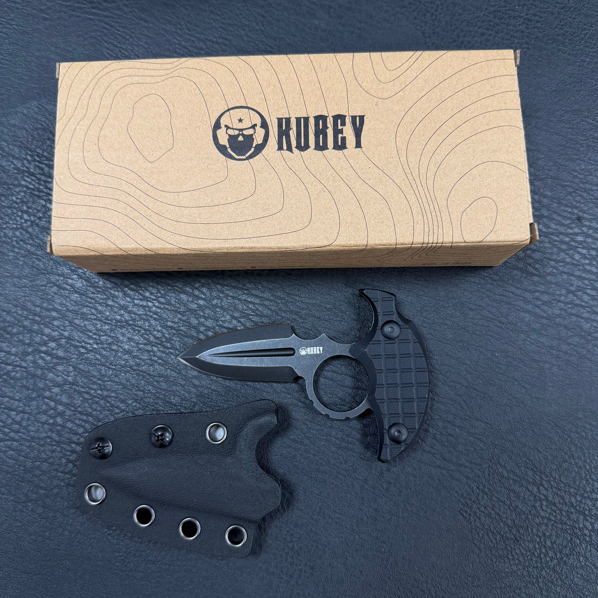 Kubey Cavy Push Daggers Black G10 Handle 2.95'' Blackwash 14C28N Blade KU403B
