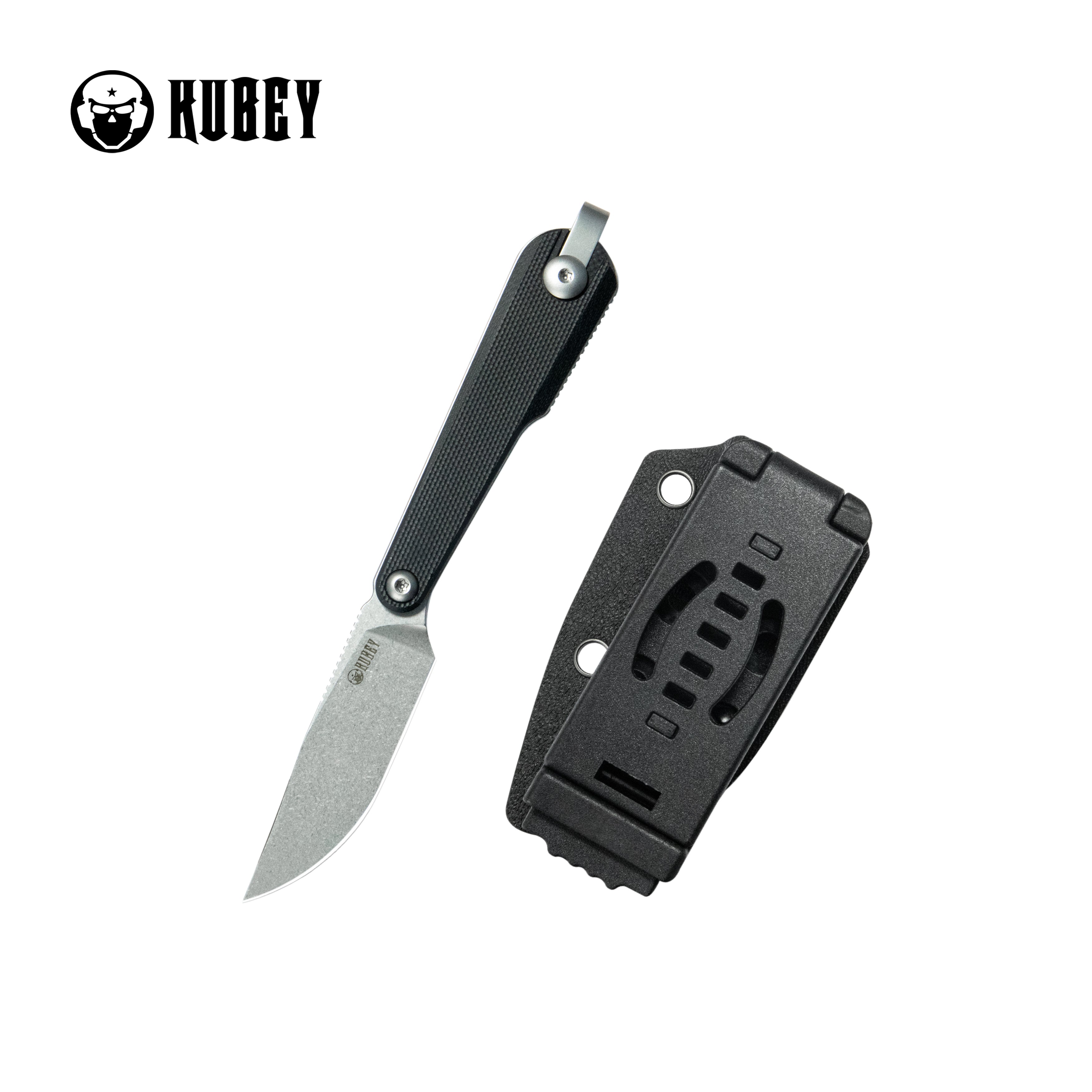 Kubey YAG Fixed Blade Knife Black G10 Handle 2.3" Beadblast 14C28N Blade KU451A