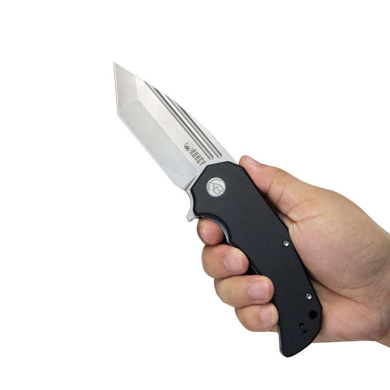 Mikkel Willumsen Design Bravo one Tanto Outdoor Folding Camping Knife Black G10 Handle 3.39" Beadblast AUS-10 KU318A