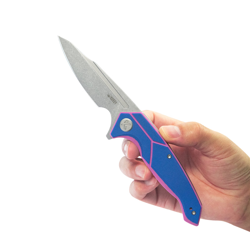 RBC-1 Outdoor Flipper Knife Blue Pink G10 Handle 3.46" Stonewash 14C28N KU373C