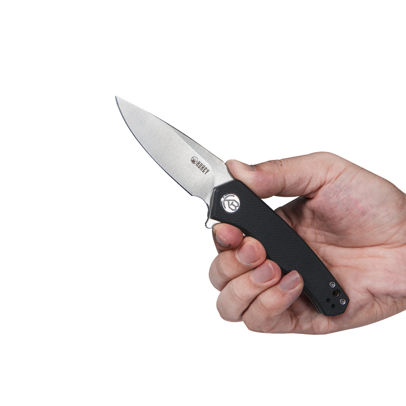 Cadmus Liner Lock Flipper Folding Knife Black G10 Handle 2.95" Satin D2 KU055A