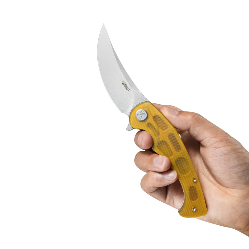 Scimitar Liner Lock Folding Knife Ultem Handle 3.46" Bead Blast AUS-10 KU173A