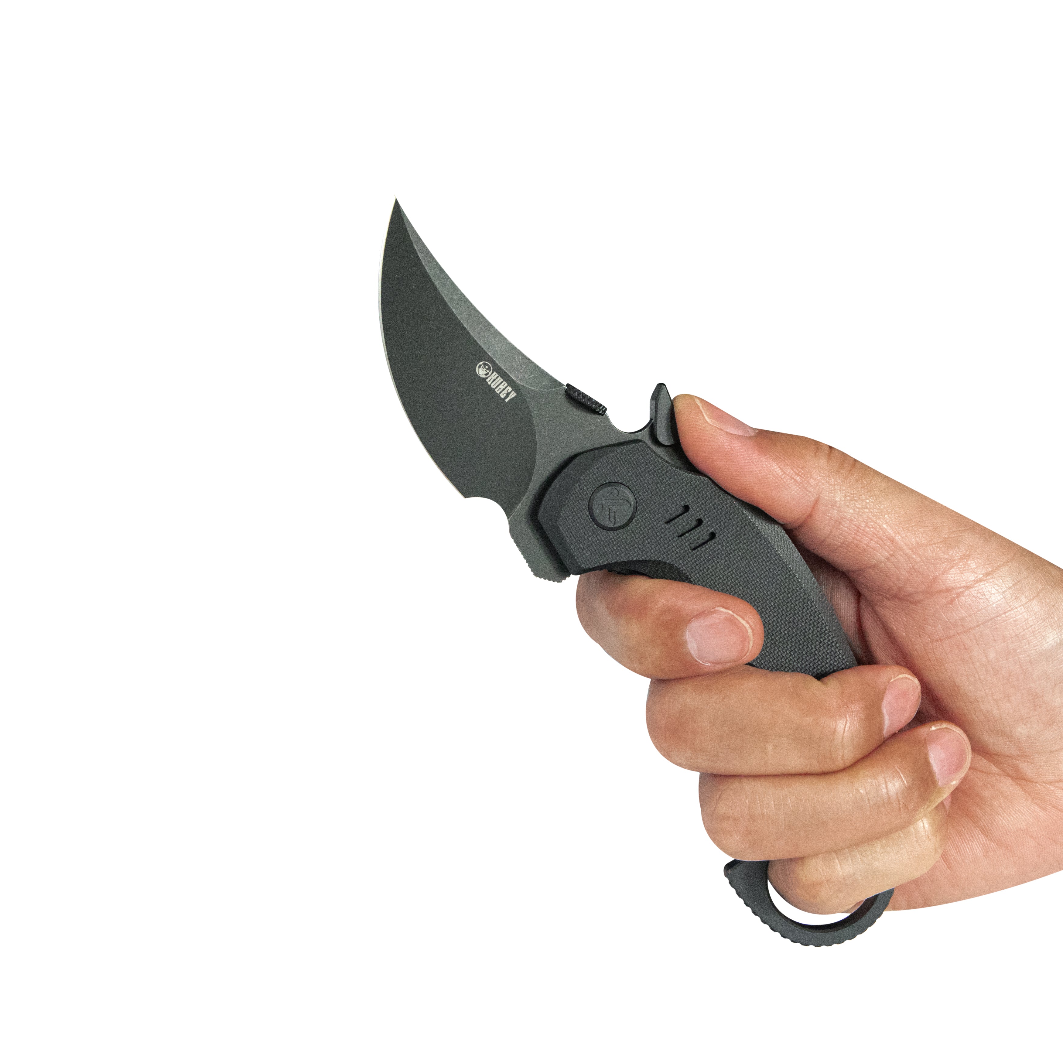 Kubey Jaw Pikal Karambit Folding Knife Black G-10 Handle 2.52