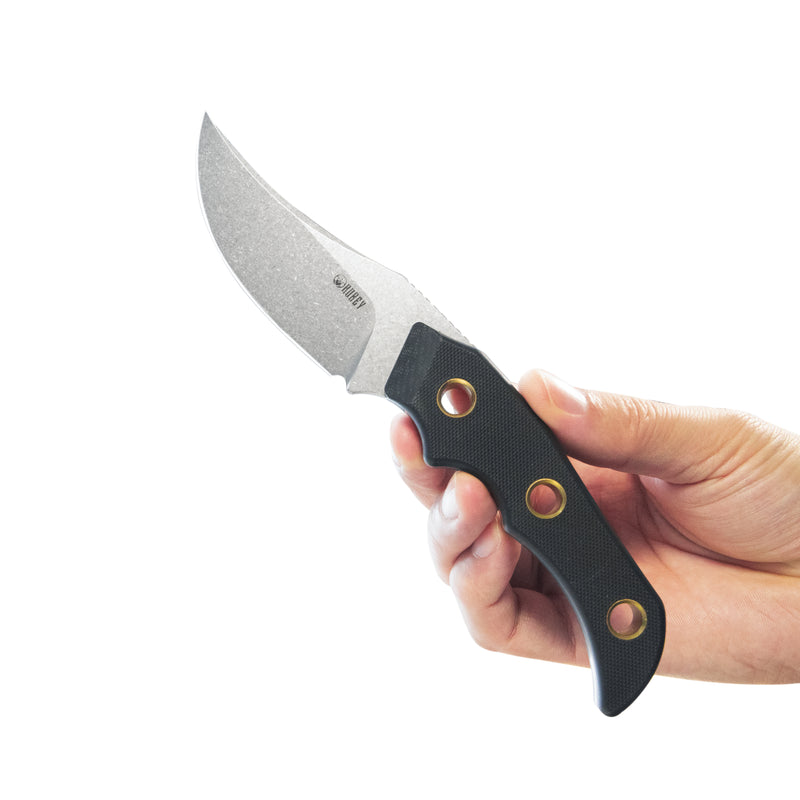 Mikkel Willumsen Design Blade Hunter Clip Point Fixed Blade Knife Black G10 Handle 3.38" Beadblast 14C28N KU375A
