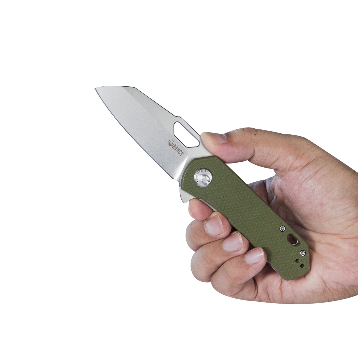 Kubey Duroc Liner Lock Flipper Folding Knife Olive G10 Handle 2.91" Bead Blasted D2 KU332B