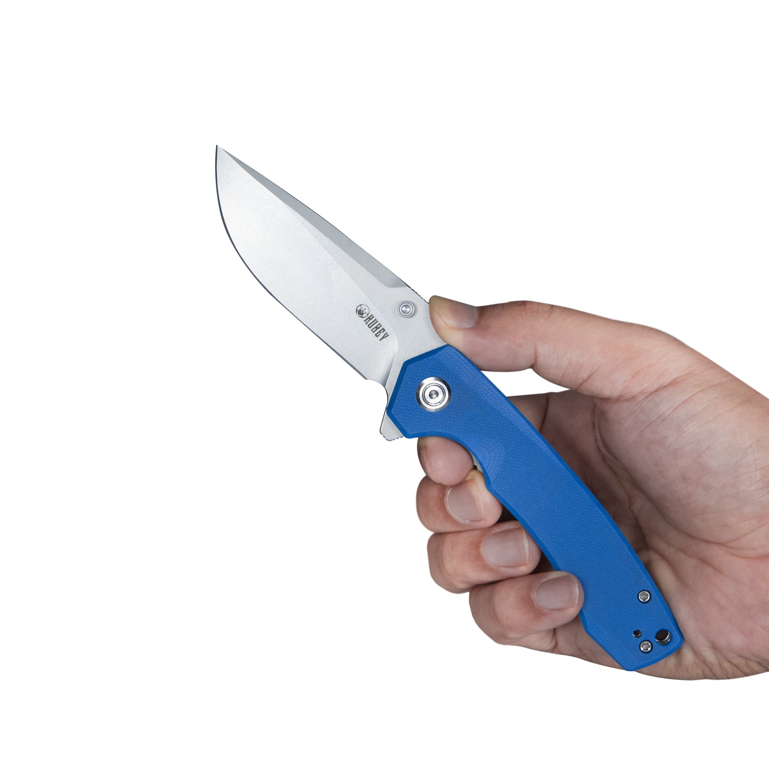 Kubey Calyce Klappmesser Liner Lock Flipper Folding Knife Blue G10 Handle 3.27" Bead Blasted D2 KU901B