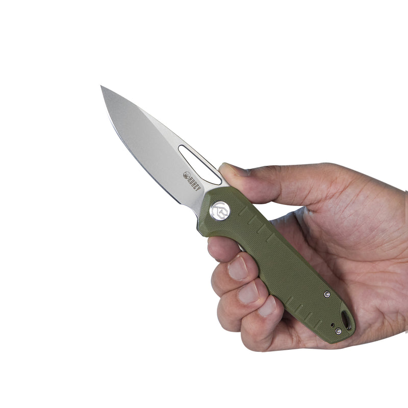 Doris Liner Lock Front Flipper Folding Knife Green G10 Handle 3.27" Bead Blasted Finish D2 KU324D