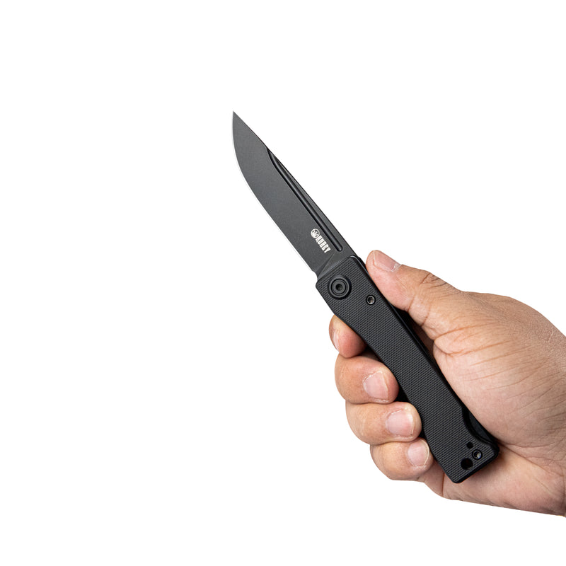 Akino Lockback Pocket Folding Knife Black G10 Handle 3.15" Blackwashed Sandvik 14C28N KU2102D