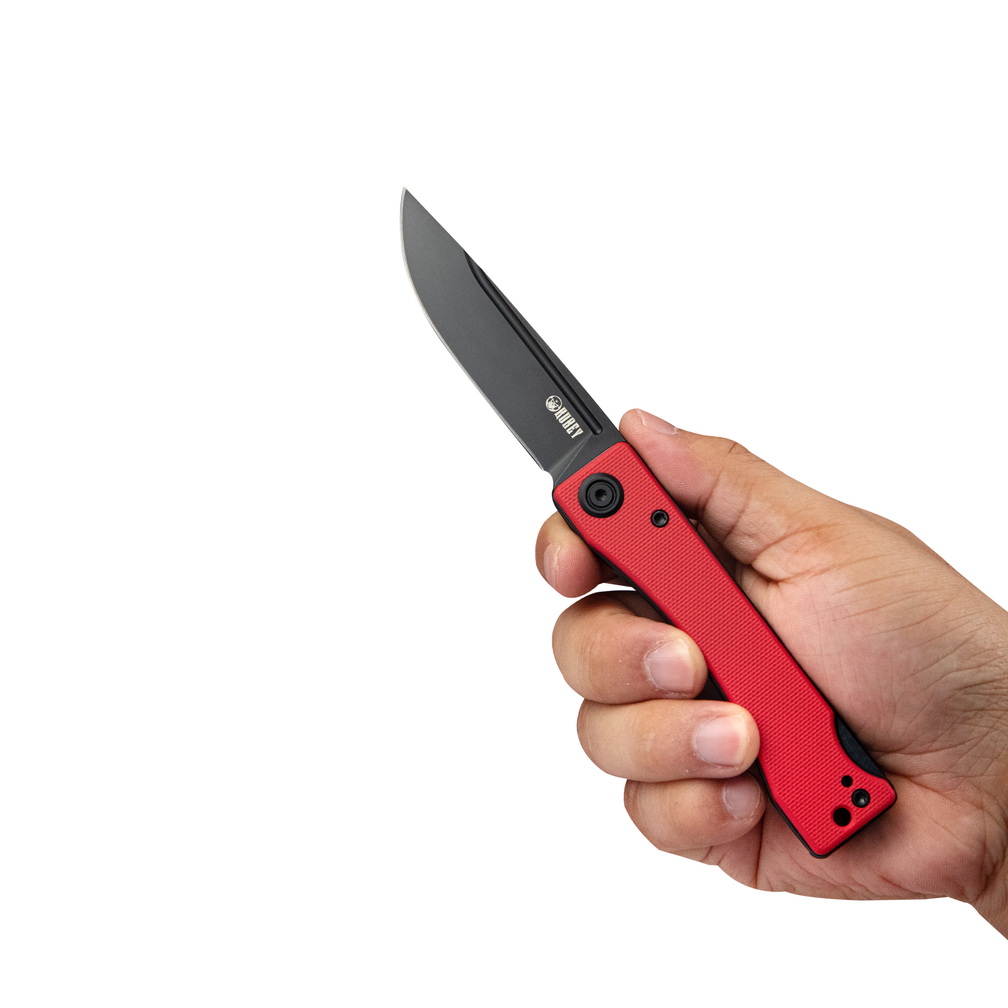 Kubey Akino Klappmesser Lockback Pocket Folding Knife Red G10 Handle 3.15" Blackwashed Sandvik 14C28N KU2102C