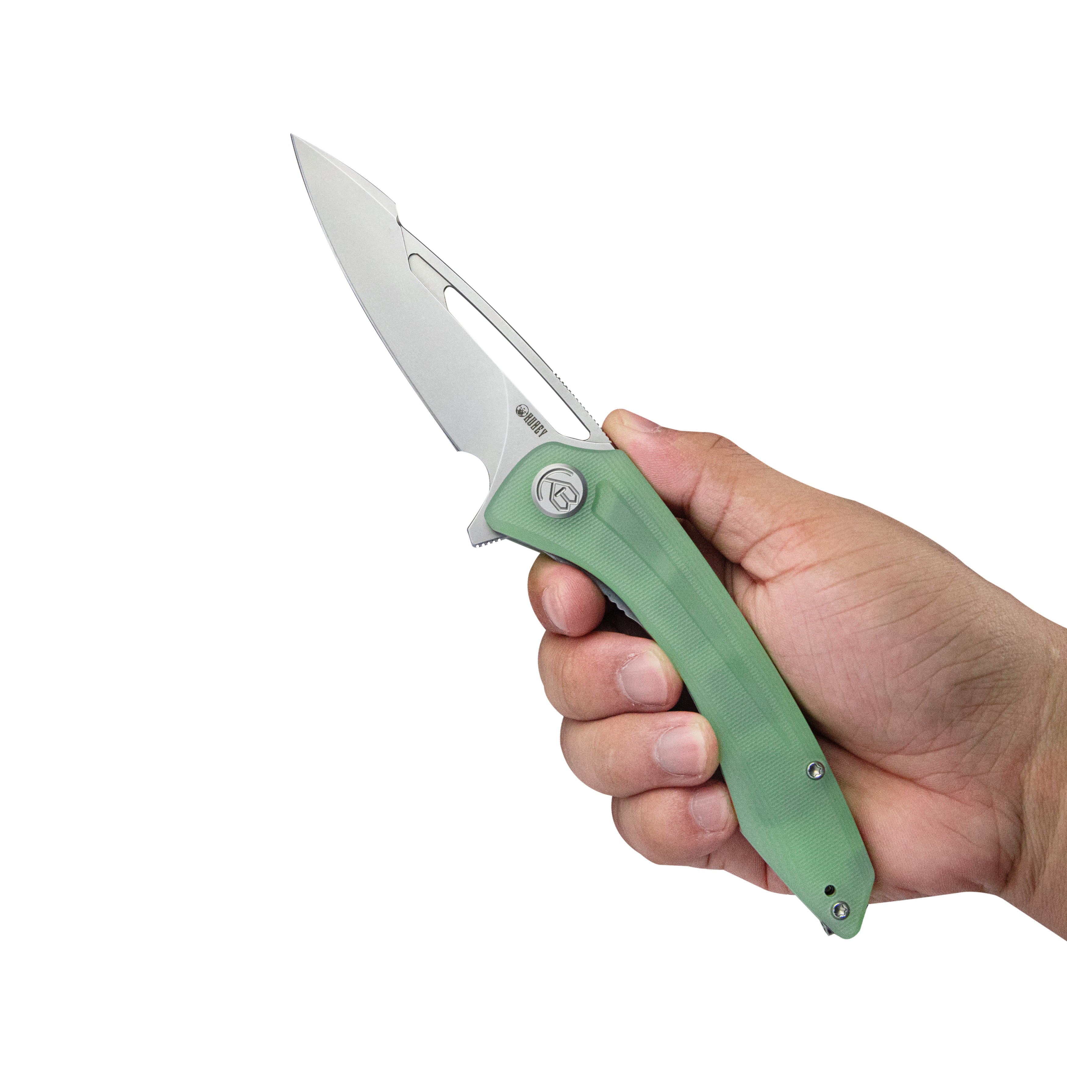 Merced Folding Knife 3.46" Beadblasted AUS-10 Blade With Durable Jade G10 Handle Reliable Tactical Pocket Knife KU345D