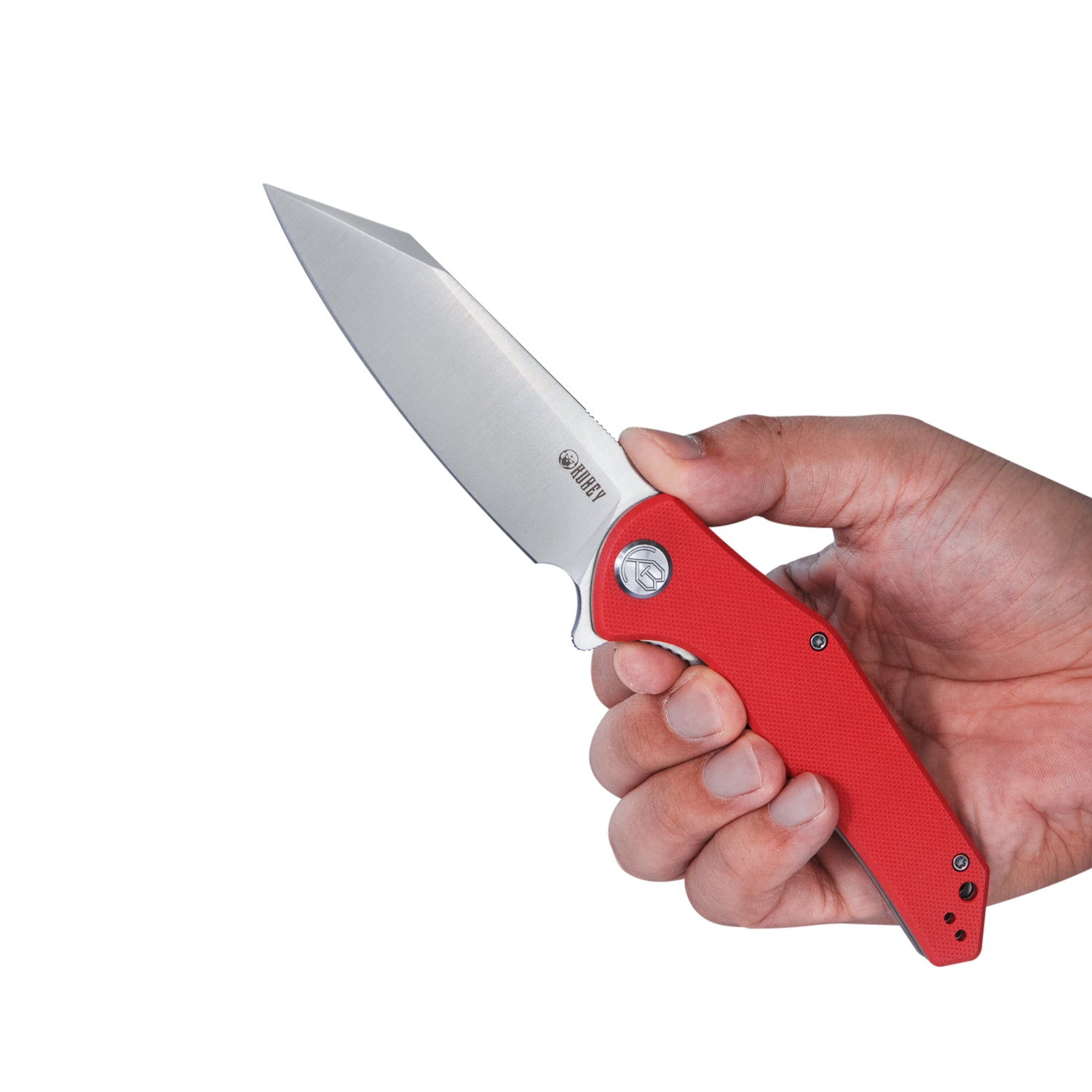 Flash Liner Lock Flipper Folding Knife Red G10 Handle 3.82" Satin D2 KU158D