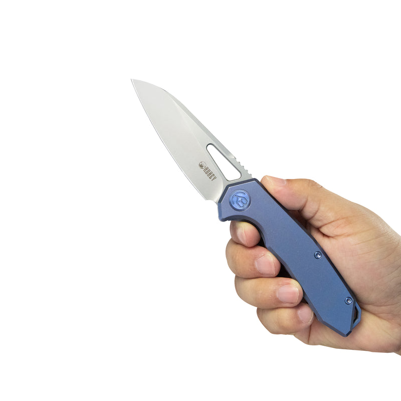 Vagrant Frame Lock Folding Pocket Knife Blue 6AL4V Titanium Handle 2.95" Bead Blasted CPM-S35VN KB284G