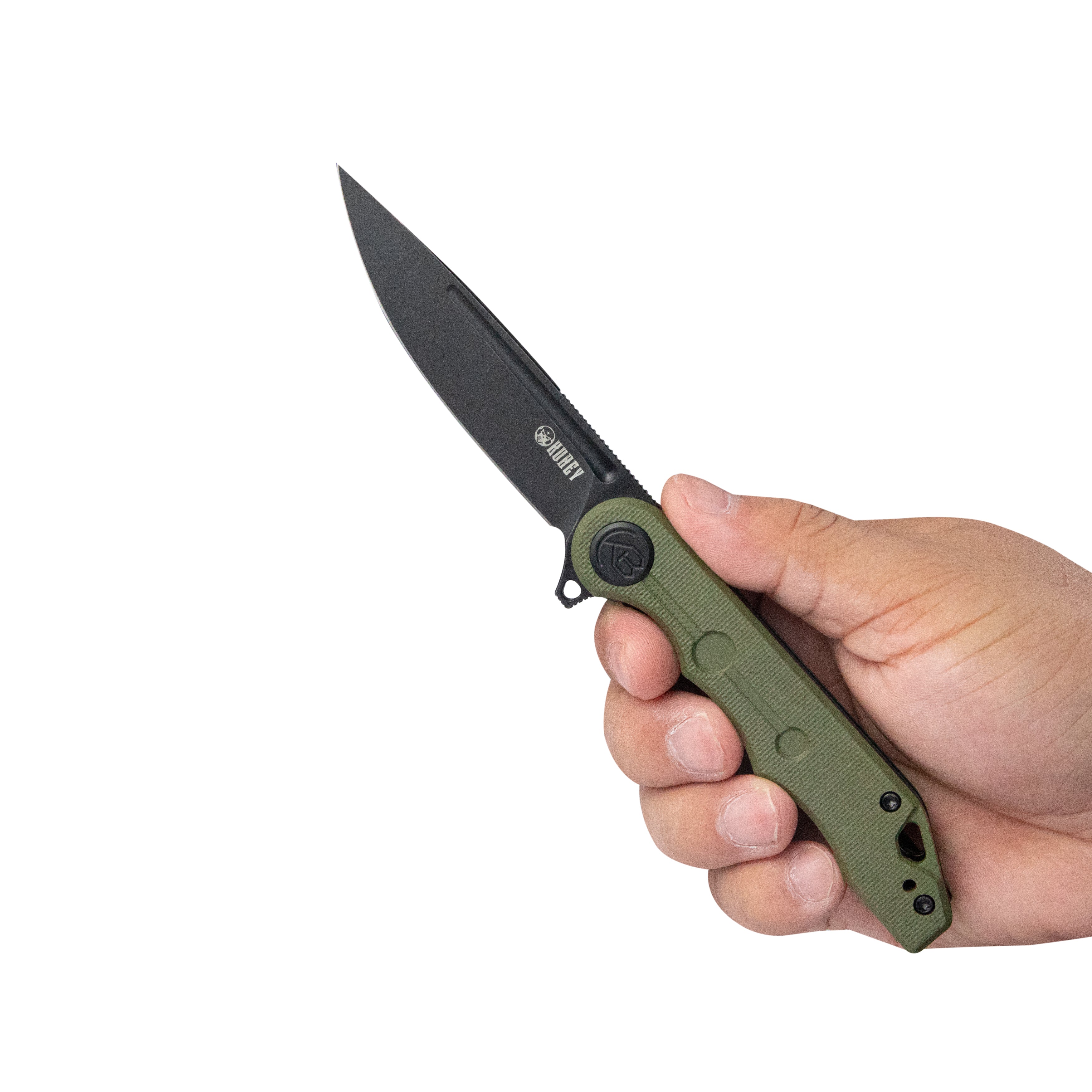 Mizo Liner Lock Flipper Folding Knife Green G10 Handle 3.15" Blackwashed AUS-10 KU312D