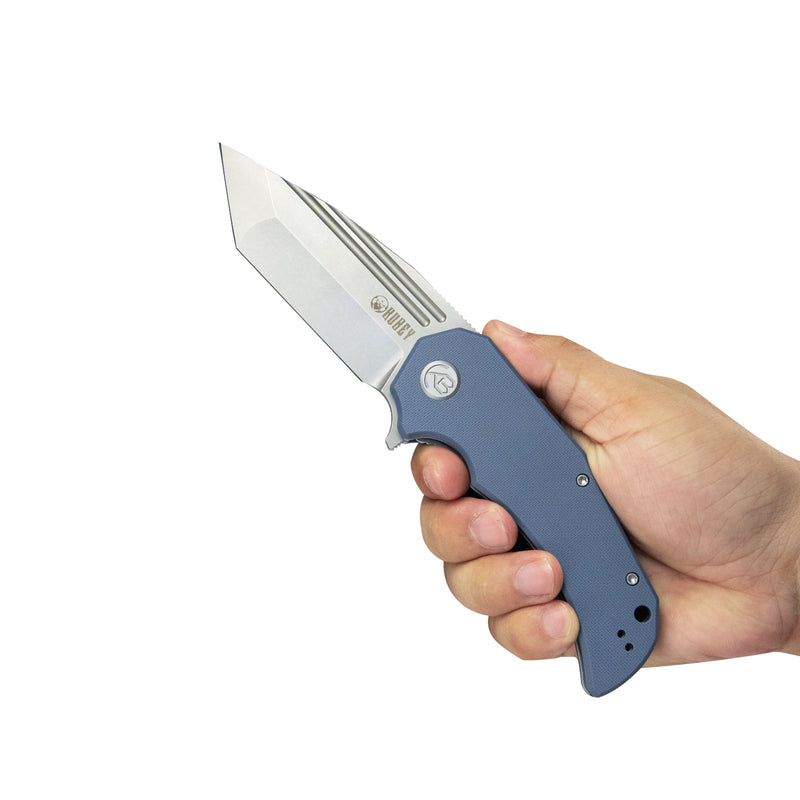 Mikkel Willumsen Design Bravo one Tanto Outdoor Folding Camping Knife Blue G10 Handle 3.39" Beadblast AUS-10 KU318E