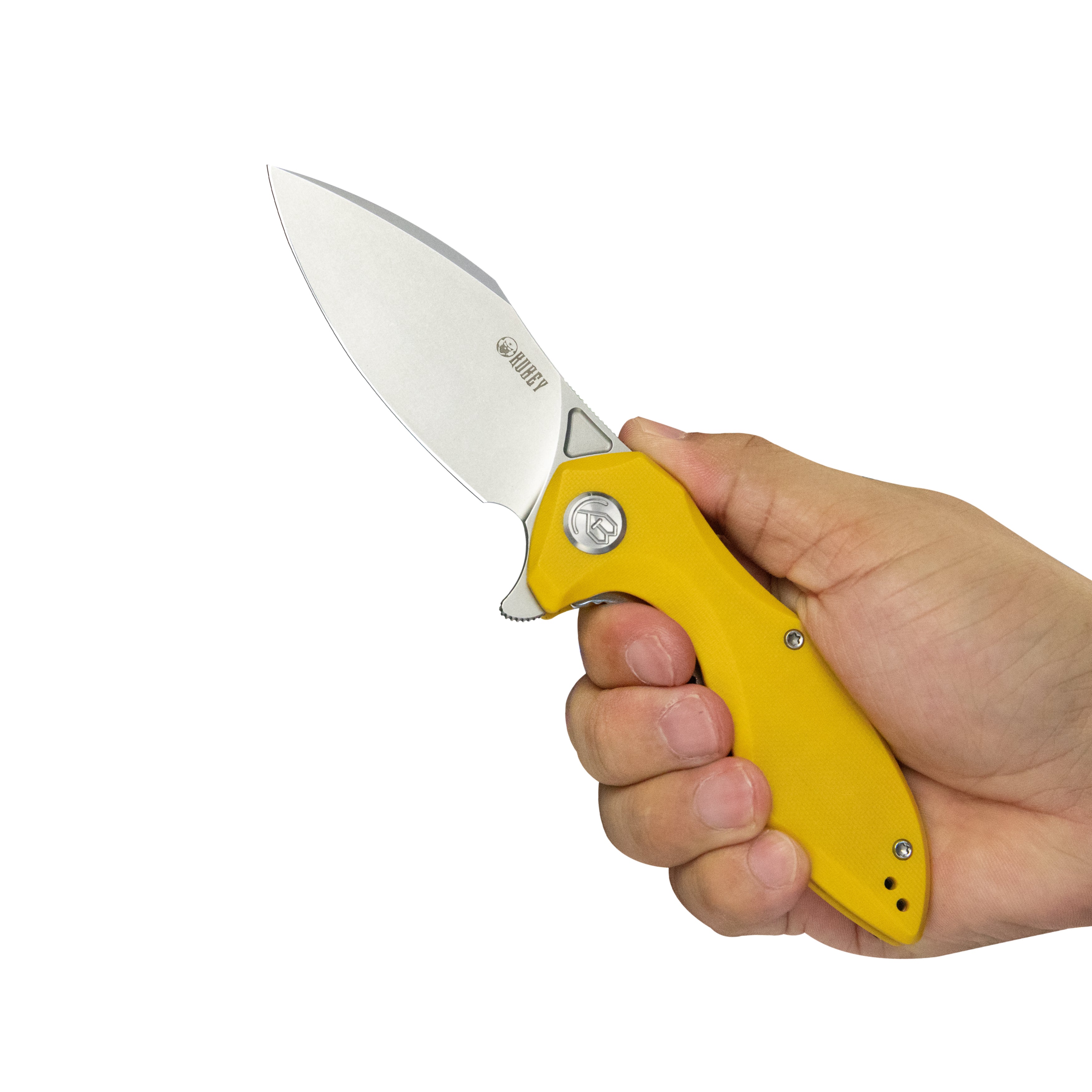 Noble Nest Liner Lock Folding Knife Yellow G10 Handle 3.15" Bead Blasted D2 KU236H