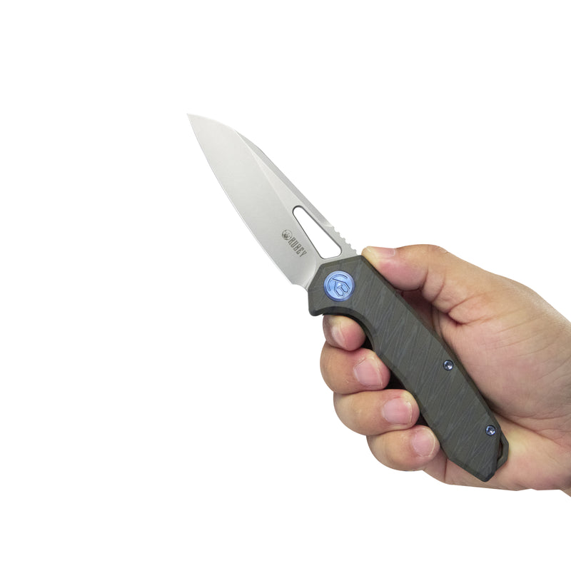 Vagrant Frame Lock Folding Pocket Knife Flame 6AL4V Titanium Handle 2.95" Bead Blasted CPM-S35VN KB284E