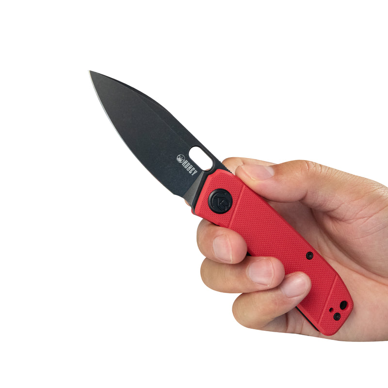 Hyde Liner Lock Folding Knife Red G10 Handle 2.95" Blackwash 14C28N KU2104F