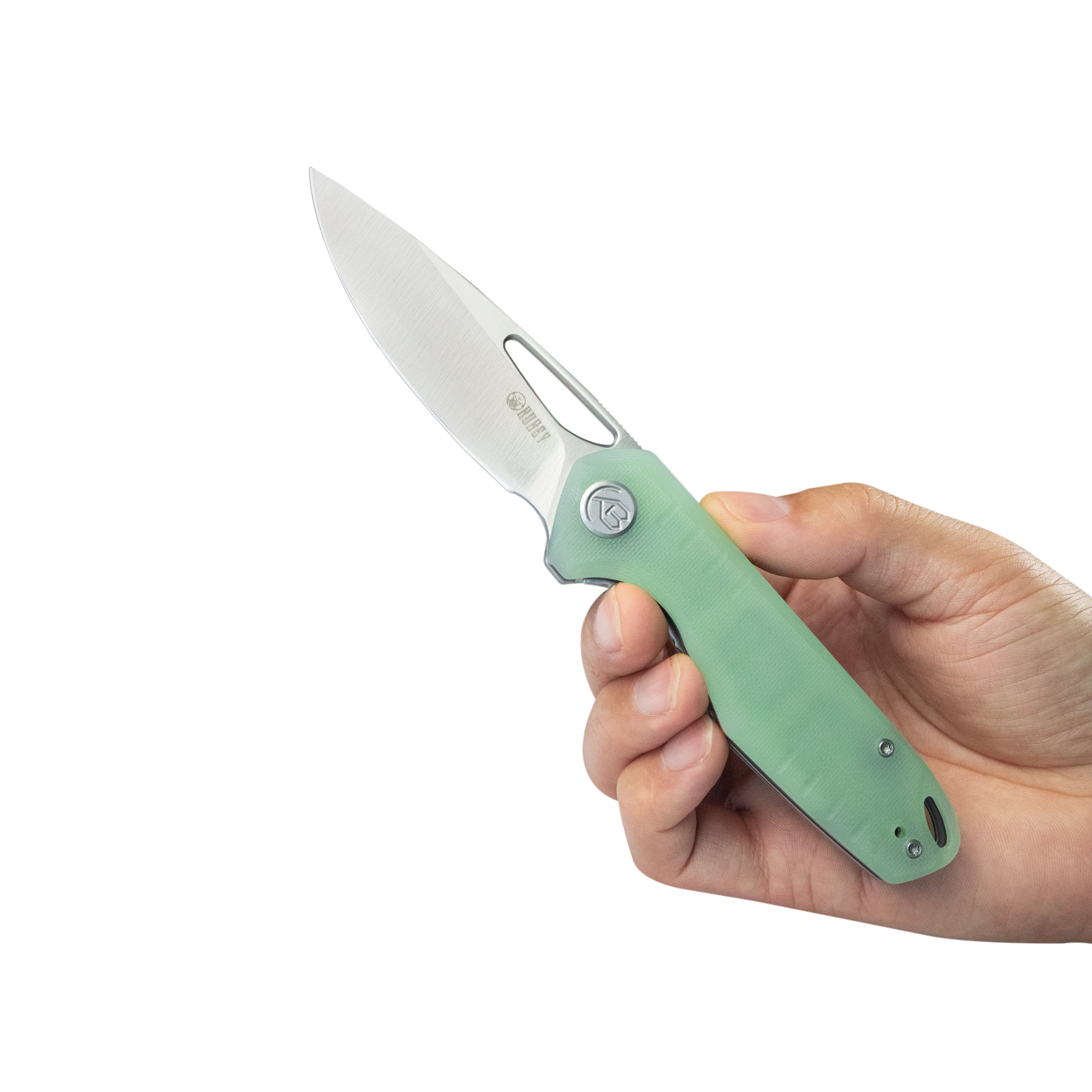 Doris Liner Lock Front Flipper Folding Knife Jade G10 Handle 3.27" Satin Finish 14C28N KU324F