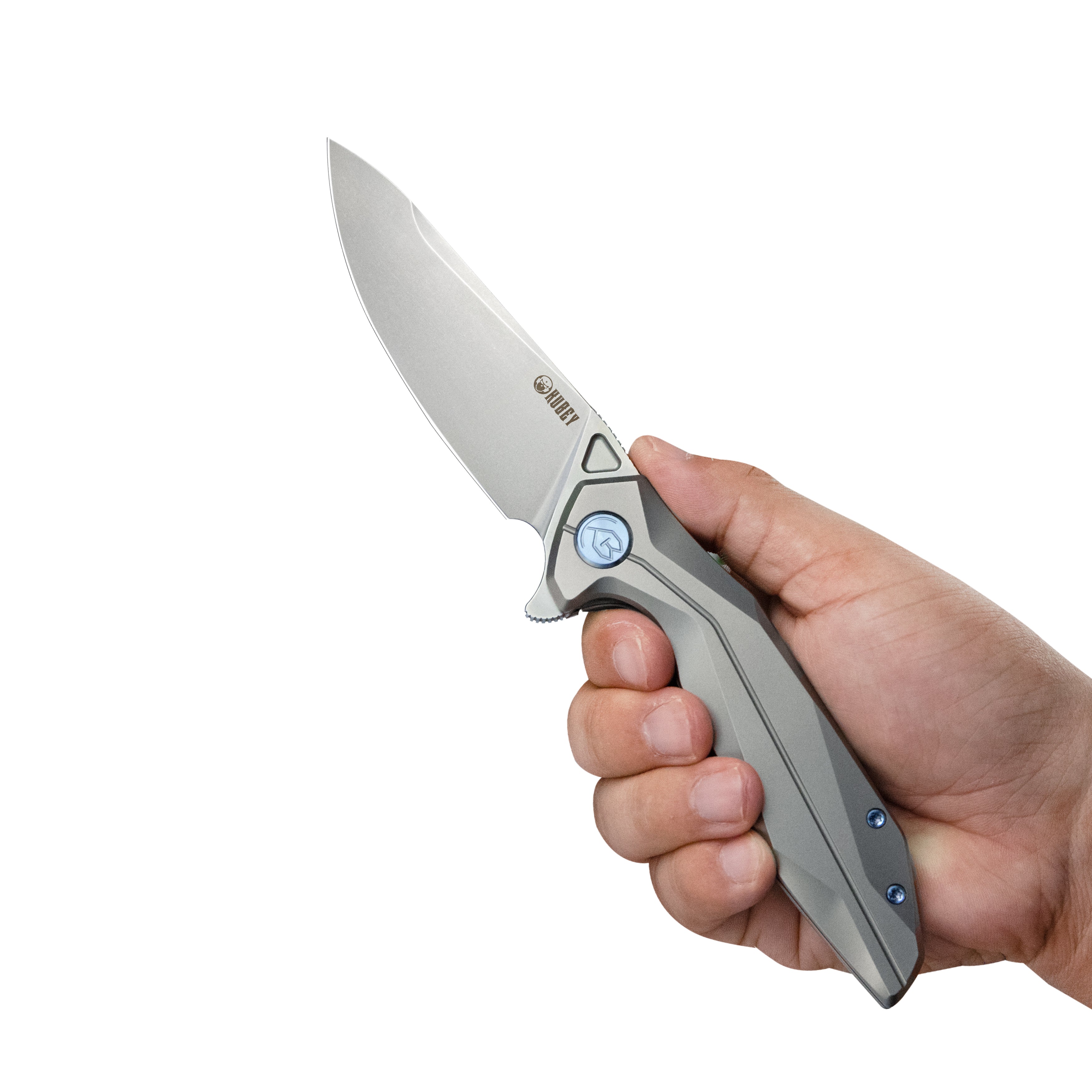 Kubey Nova Frame Lock Flipper Folding Knife Gray 6AL4V