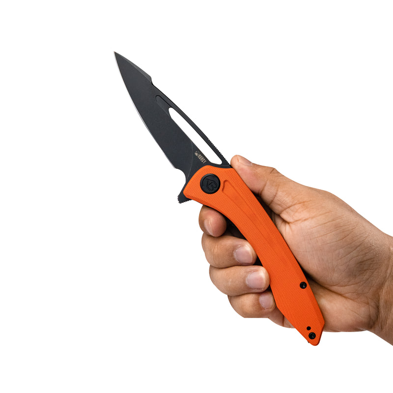 Merced Folding Knife 3.46" Blackwash AUS-10 Blade With Durable Orange G10 Handle Reliable Tactical Pocket Knife KU345G