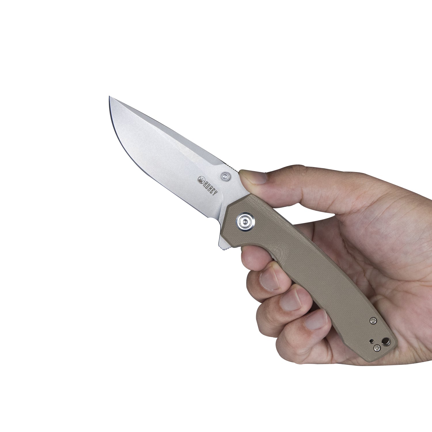 Calyce Liner Lock Flipper Folding Knife Tan G10 Handle 3.27" Bead Blasted D2 KU901D