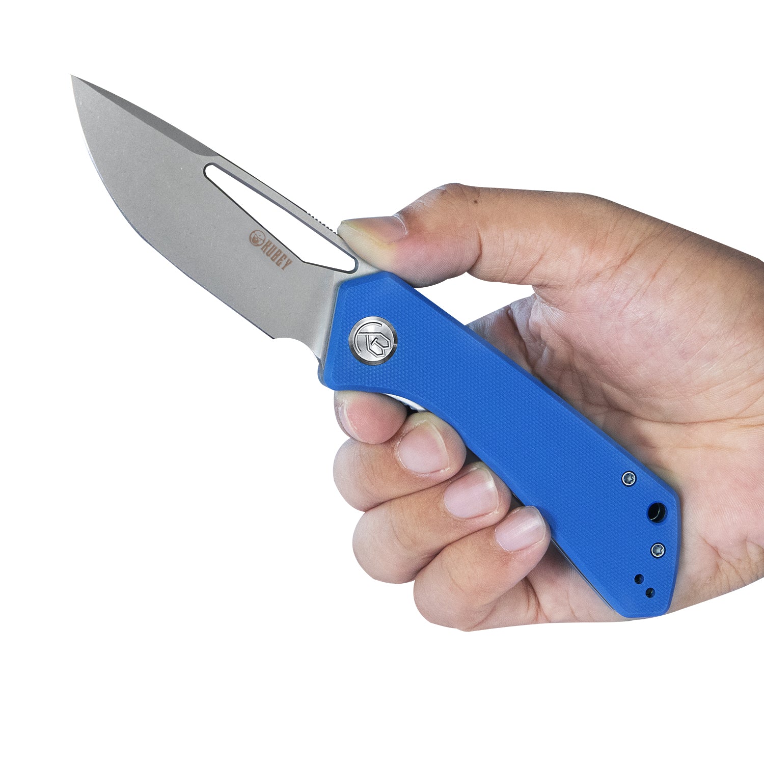 Kubey Thalia Front Flipper Klappmesser EDC Pocket Folding Knife Blue G10 Handle 3.27" Beadblast D2 KU331B