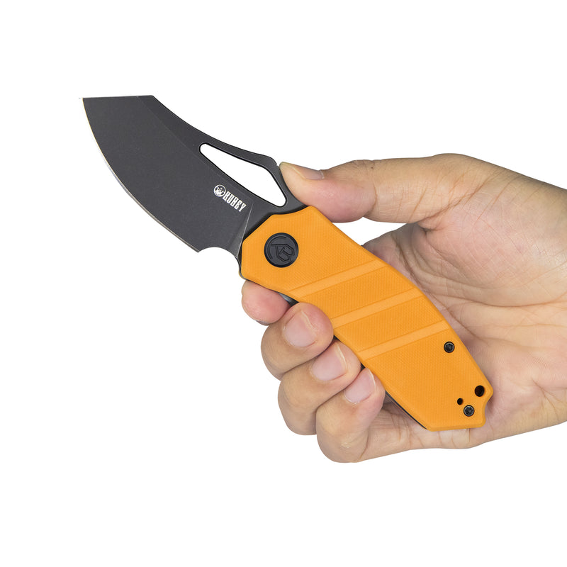 Ceyx Liner Lock Flipper Folding Knife Yellow G10 Handle 2.95" Darkwashed D2 KU335C